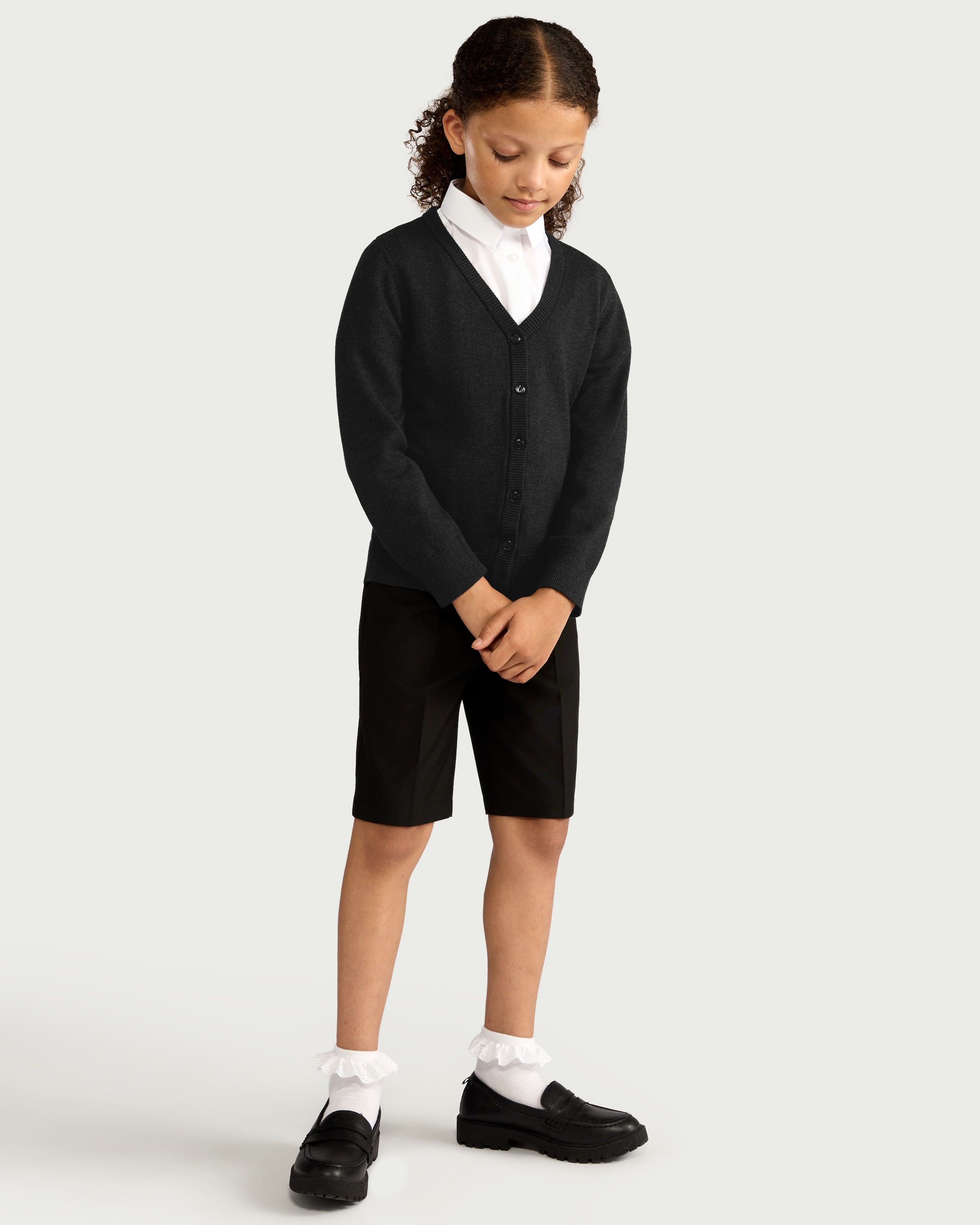 F&F School Unisex 2-Pack Pure Cotton Knitted Cardigans in Grey thumbnail 2