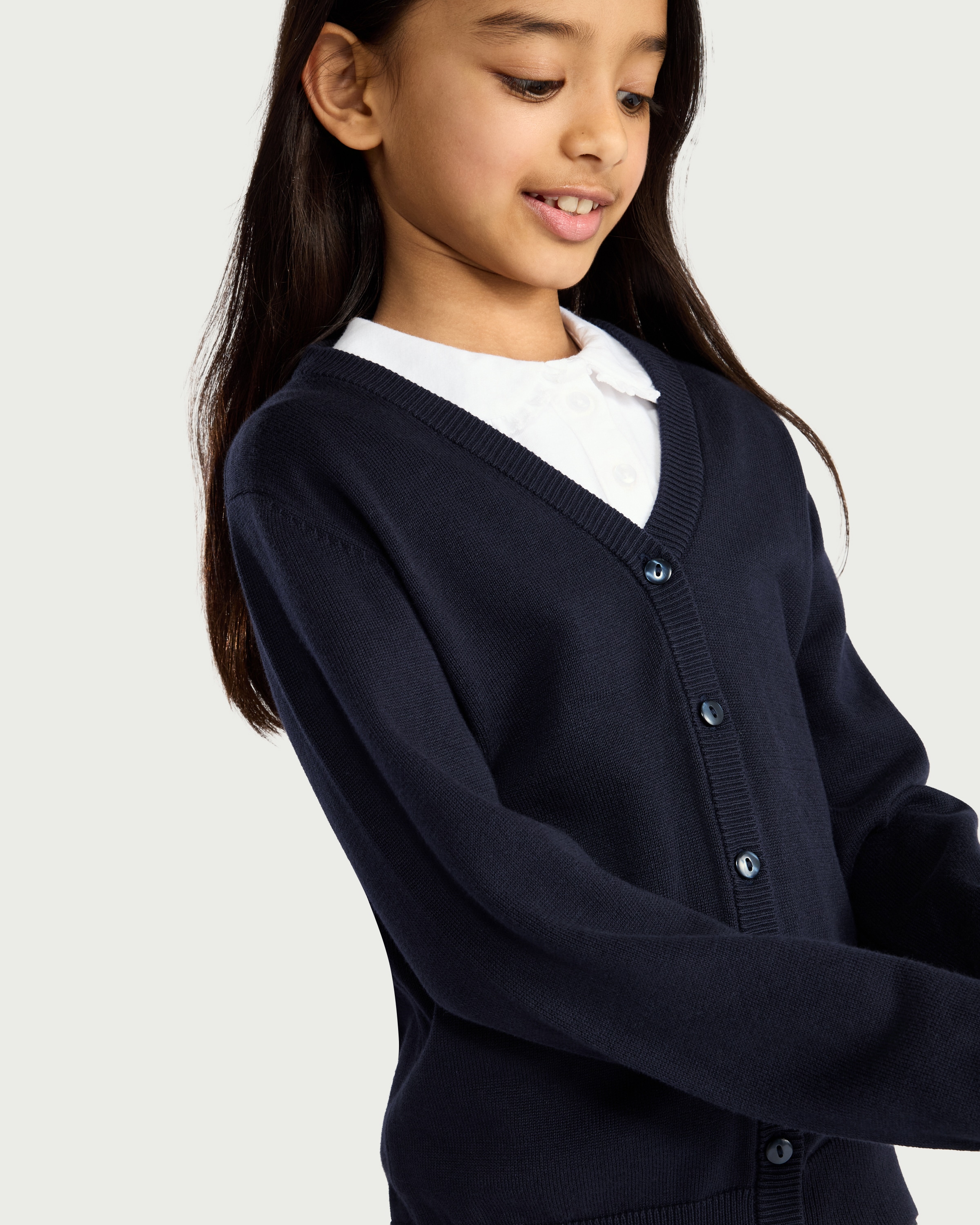 F&F School Unisex 2-Pack Pure Cotton Knitted Cardigans in Navy