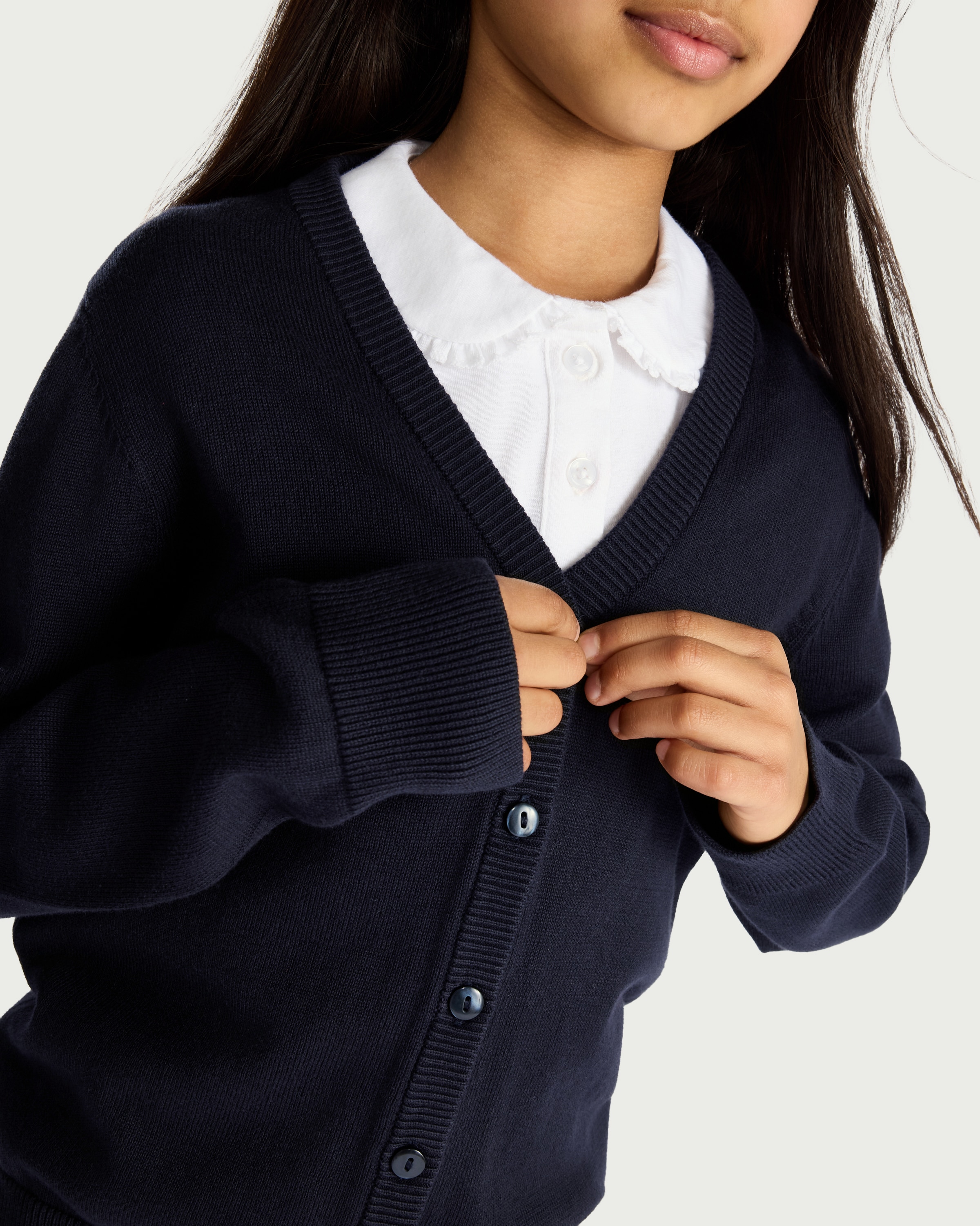 F&F School Unisex 2-Pack Pure Cotton Knitted Cardigans in Navy thumbnail 2