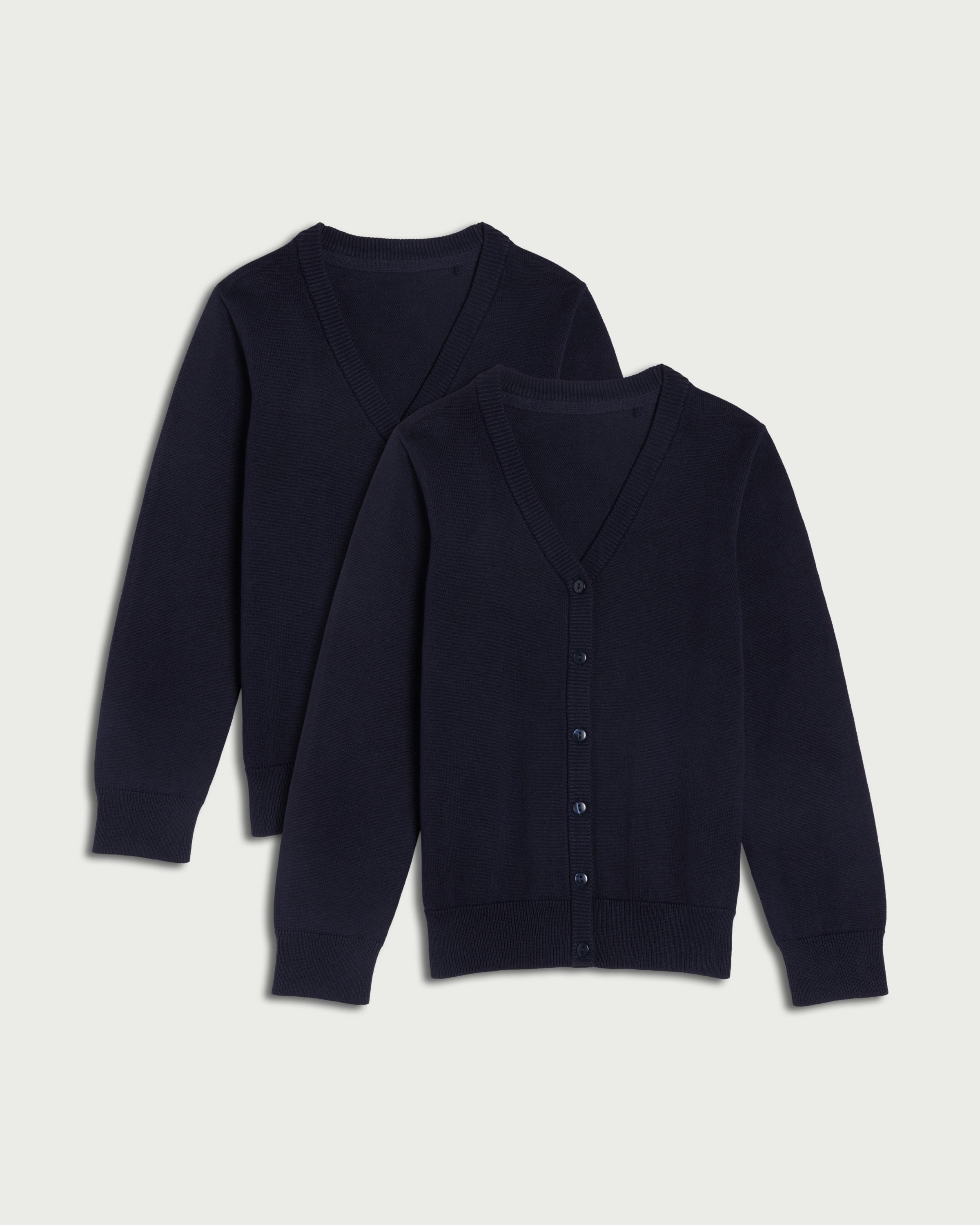 F&F School Unisex 2-Pack Pure Cotton Knitted Cardigans in Navy thumbnail 4