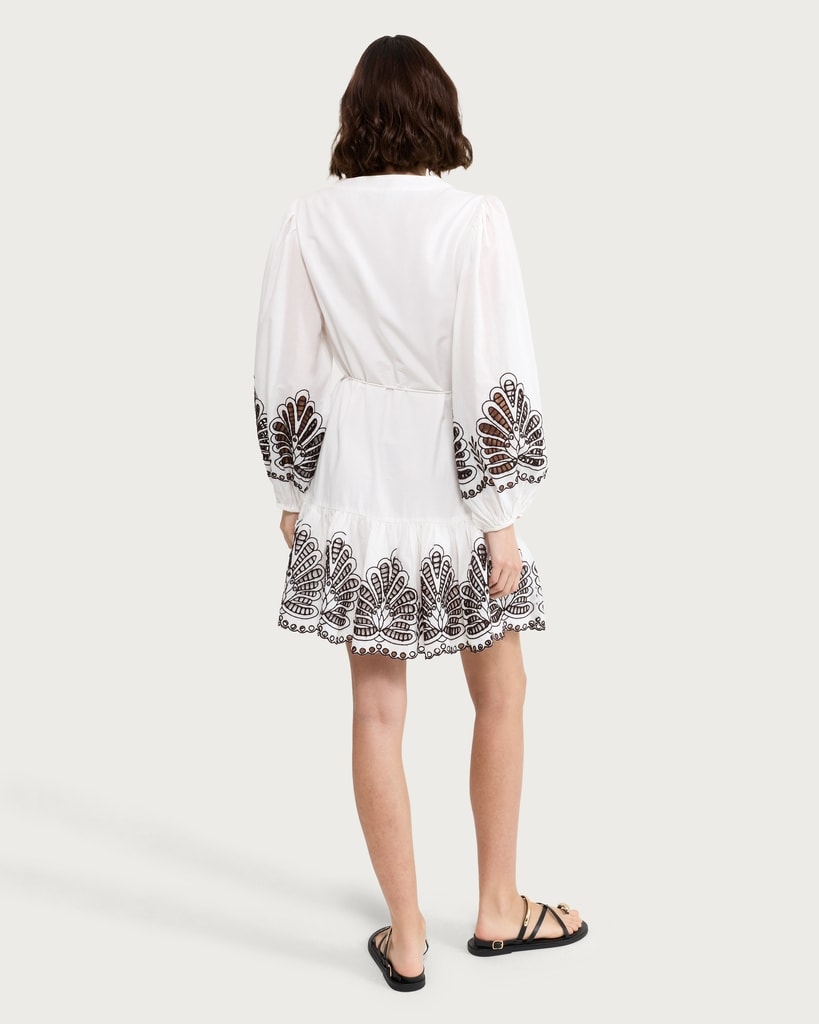 The F&F Edit Pure Cotton Embroidered Buttoned Mini Dress in Multi Red thumbnail 3