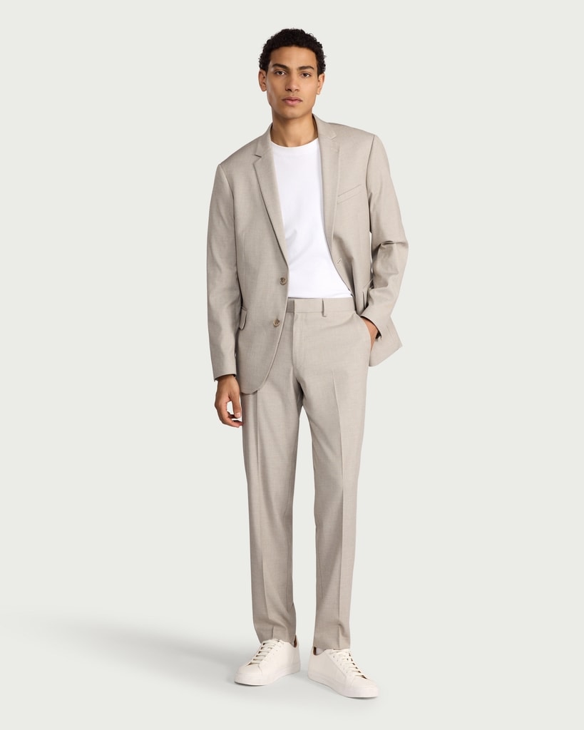 F&F Tailored Fit Formal Trousers in Neutral