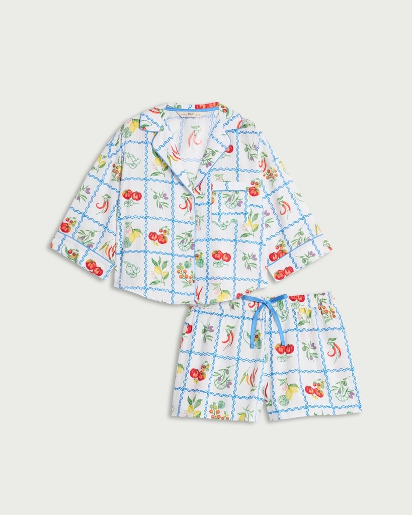 F&F Pure Cotton Fruit Print Pyjama Set in Multi White thumbnail 2