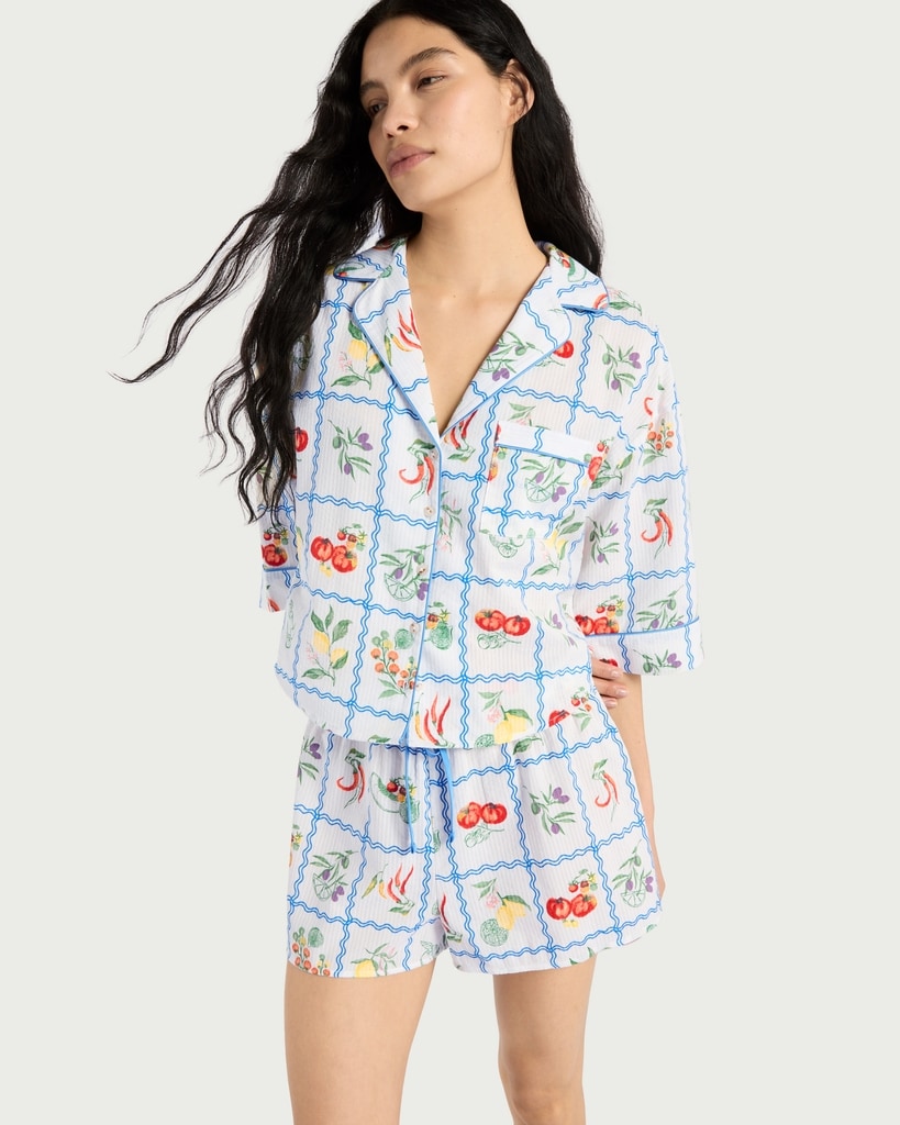 F&F Pure Cotton Fruit Print Pyjama Set in Multi White thumbnail 3