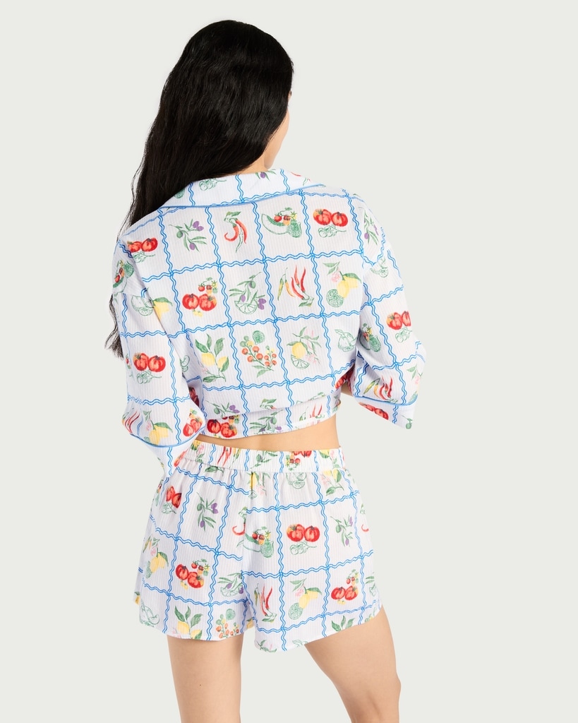 F&F Pure Cotton Fruit Print Pyjama Set in Multi White thumbnail 4