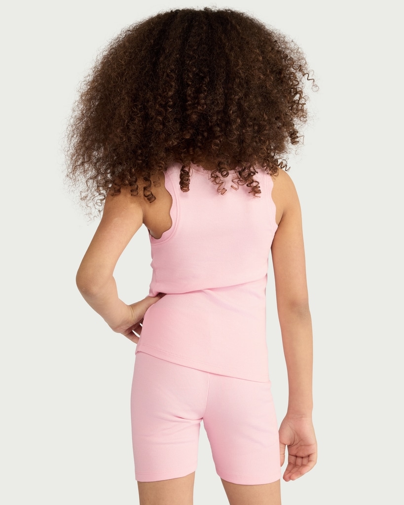F&F Girls 2-Pack Cotton Rich Scallop Trim Vests in Multi Pink thumbnail 3