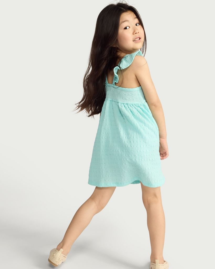 F&F Crinkle Textured Ruffle Strap Sleeveless Dress in Mint thumbnail 3