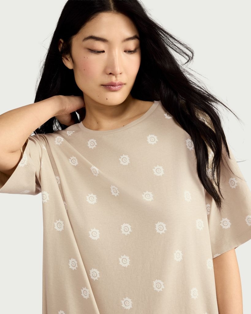 F&F Pure Cotton Sun Print Nightdress in Stone thumbnail 2