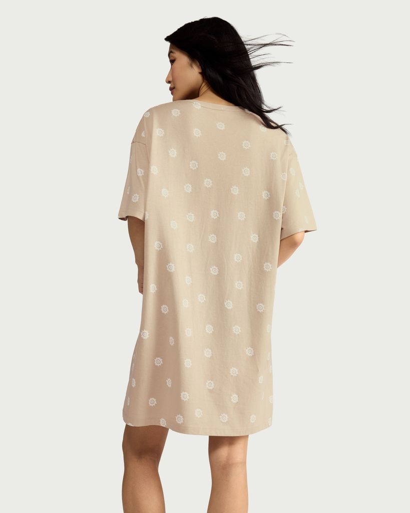 F&F Pure Cotton Sun Print Nightdress in Stone thumbnail 3
