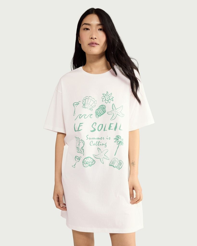 F&F Pure Cotton Le Soleil Print Nightdress in Multi White thumbnail 2