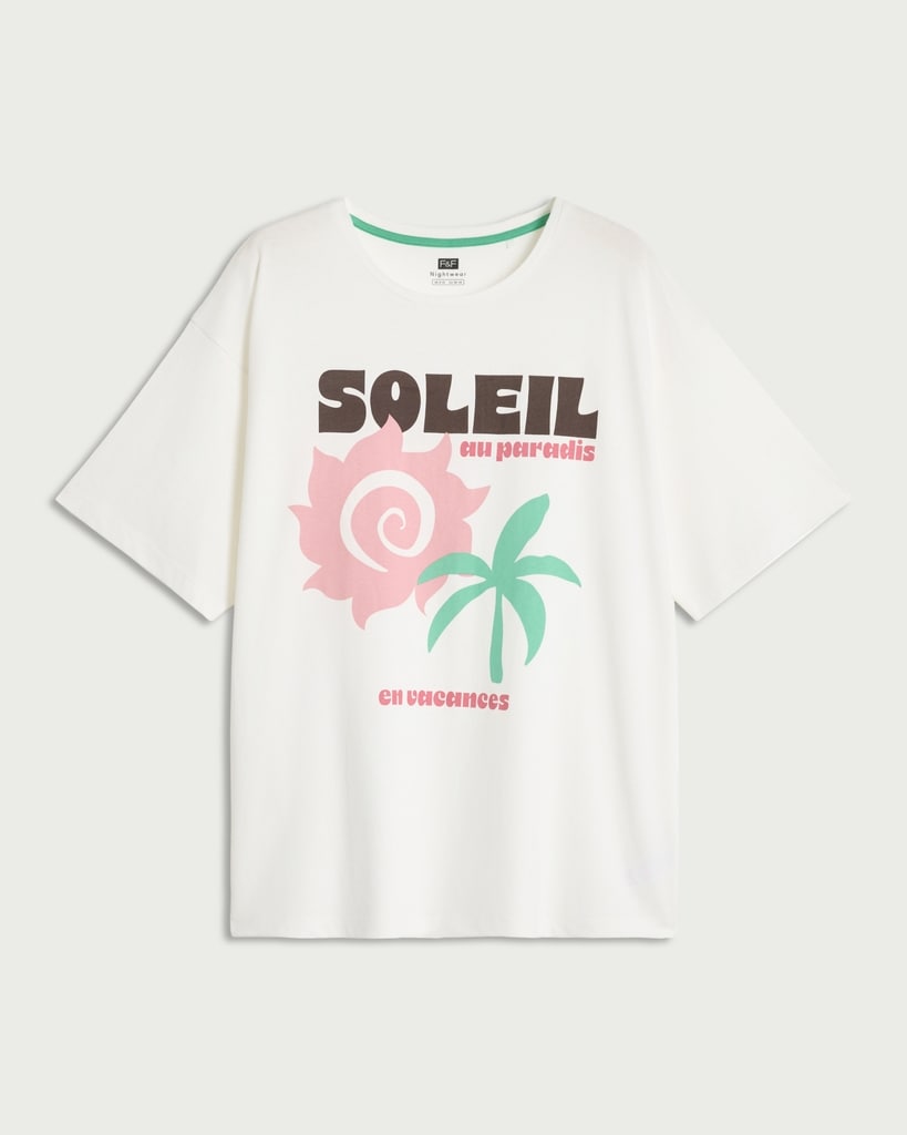 F&F Pure Cotton Soleil Print Pyjama T-Shirt in Multi White thumbnail 4