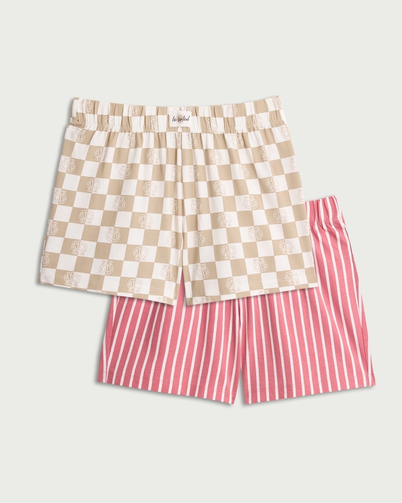 F&F 2-Pack Pure Cotton Printed Pyjama Shorts in Multi Pink thumbnail 4