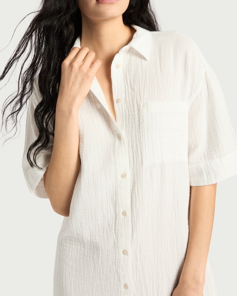 F&F Pure Cotton Short Sleeved Pyjama Nightshirt in Cream thumbnail 2