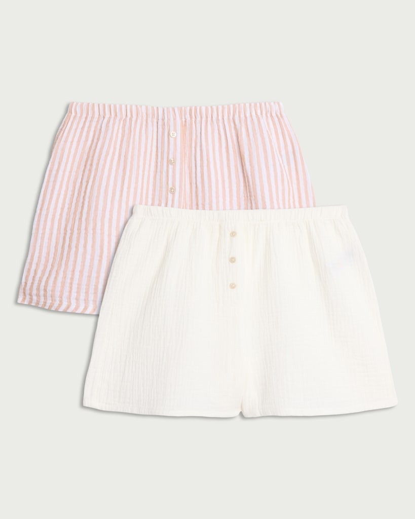 F&F 2-Pack Pure Cotton Button Detail Pyjama Shorts in Multi
