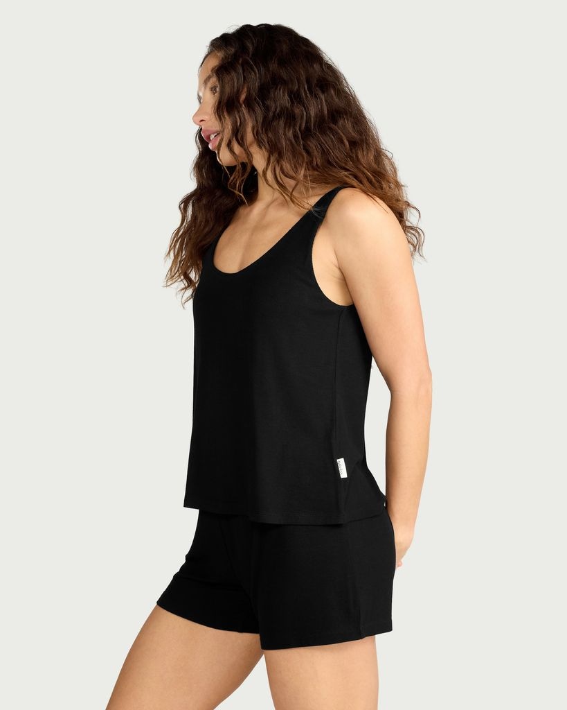 F&F CoolEase™ Ribbed Scoop Neck Pyjama Vest in Black thumbnail 2
