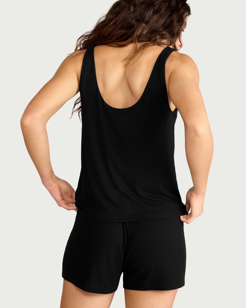 F&F CoolEase™ Ribbed Scoop Neck Pyjama Vest in Black thumbnail 3
