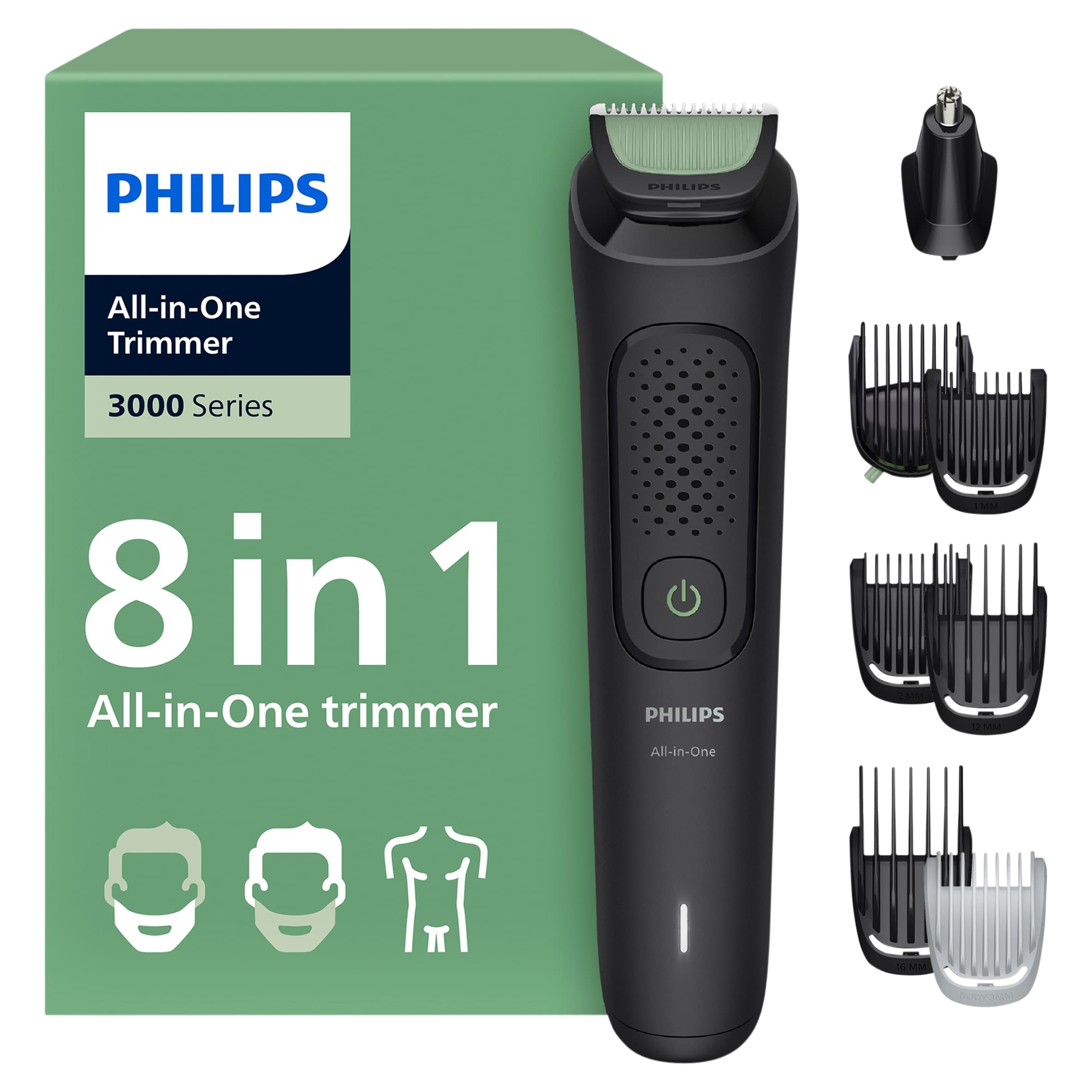 Philips Series 3000, All-in-one, 8-in-1 Trimmer for Face and Body - MG3940/15