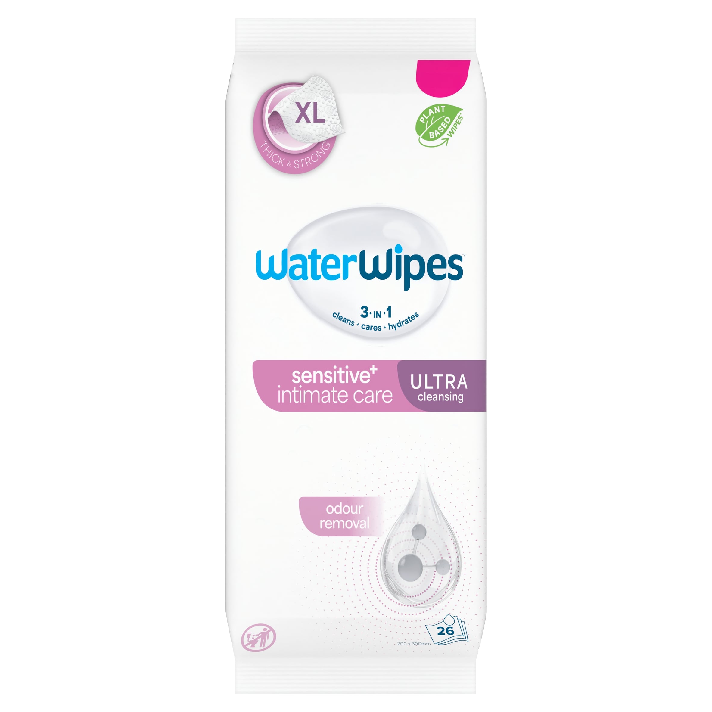 WaterWipes 3 in 1 Sensitive+ Intimate Care Ultra XL 26 Wipes