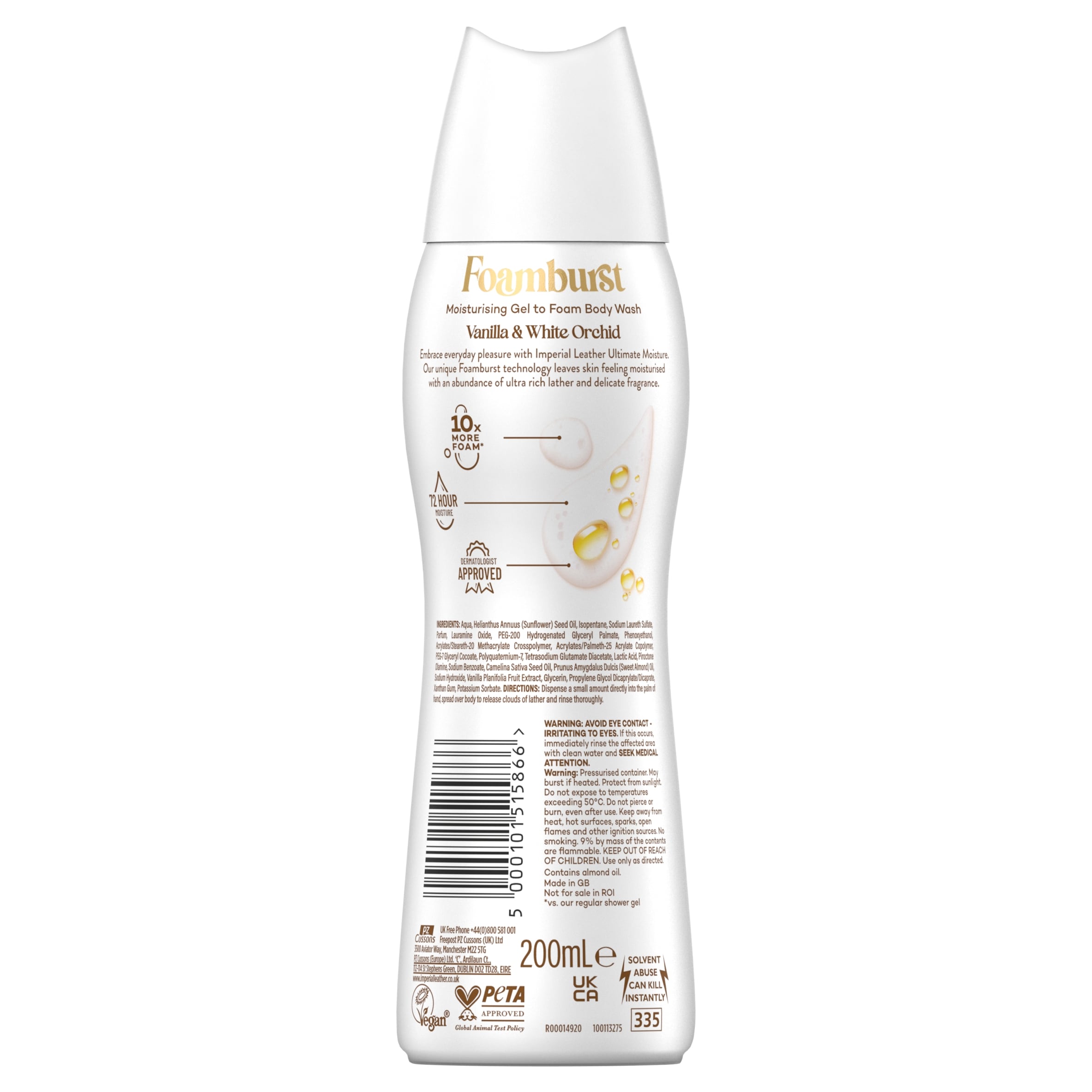IMPERIAL LEATHER ULTIMATE MOISTURE FOAMBURST VANILLA & WHITE ORCHID 200ML thumbnail 2