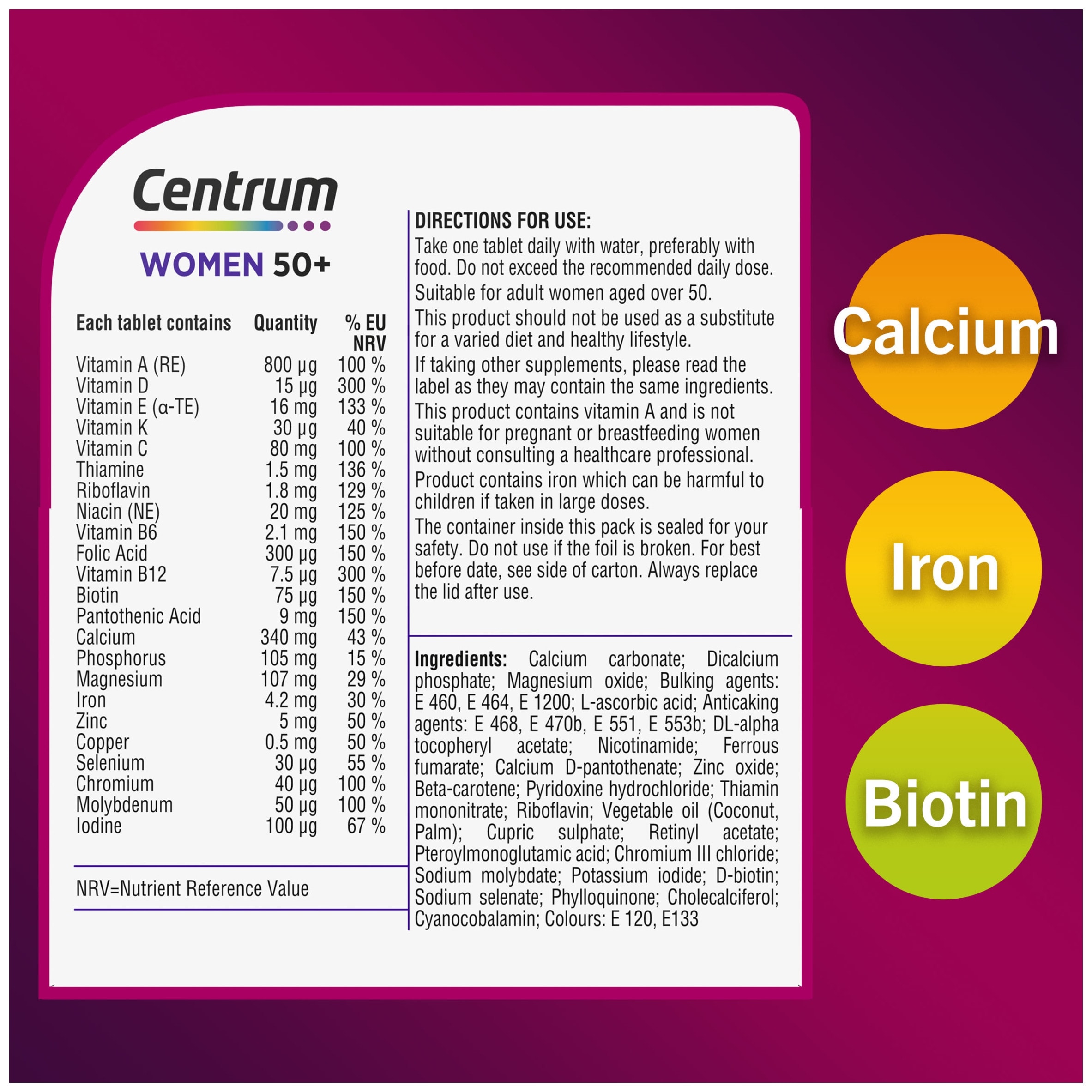 Centrum Women 50+ Multivitamins & Minerals Tablets 60s thumbnail 2