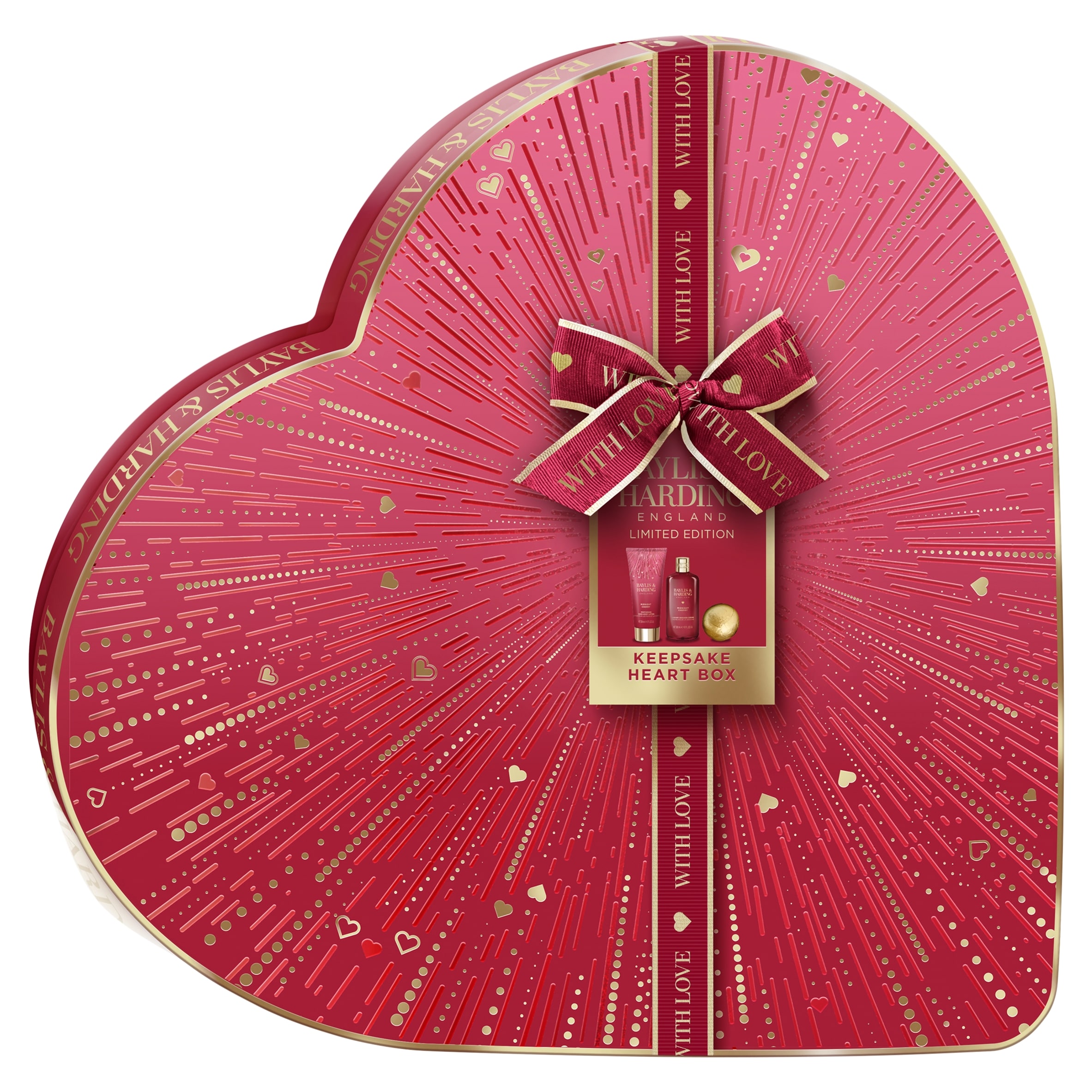 Baylis & Harding Midnight Cherry Luxury Heart Keepsake Box Gift Set