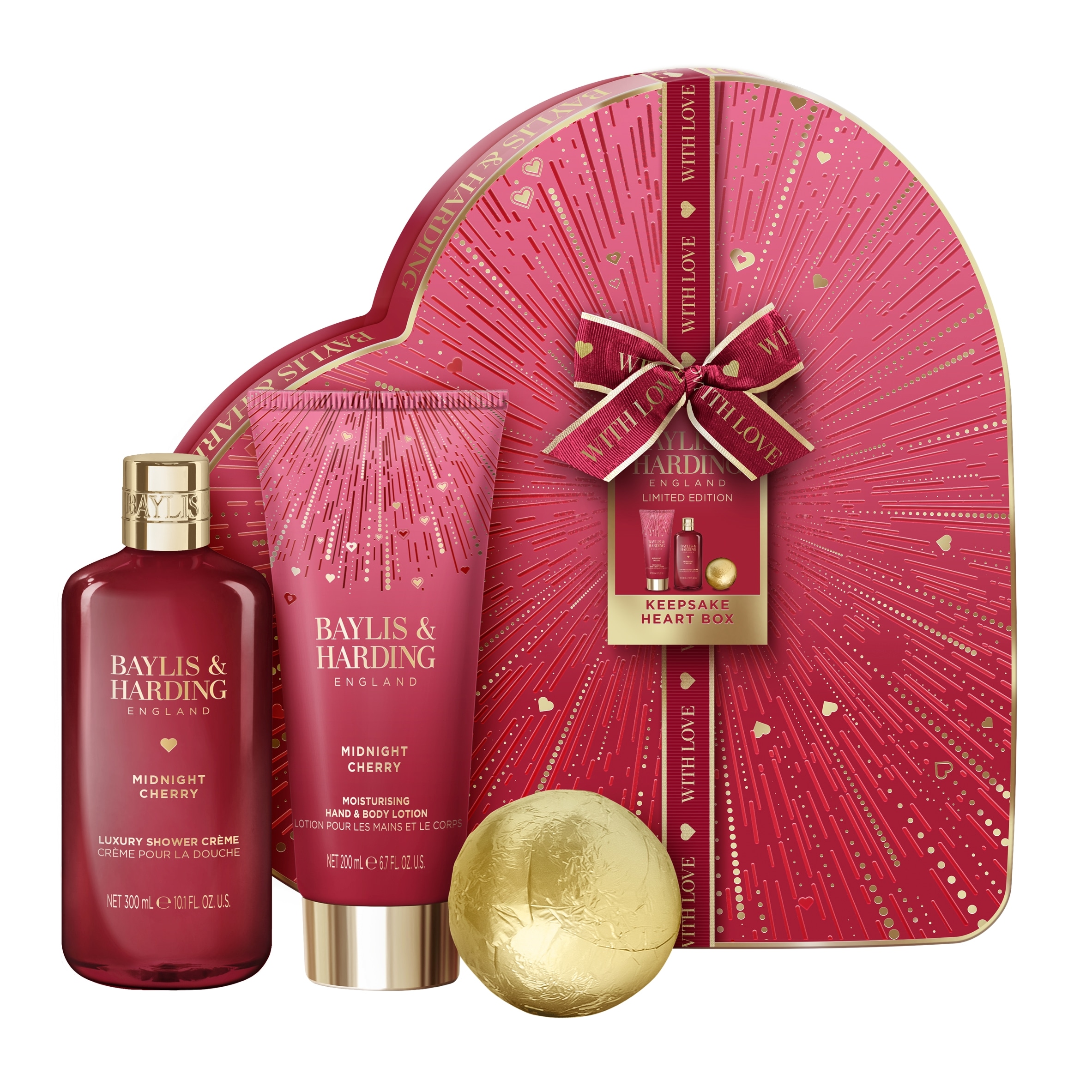 Baylis & Harding Midnight Cherry Luxury Heart Keepsake Box Gift Set thumbnail 2