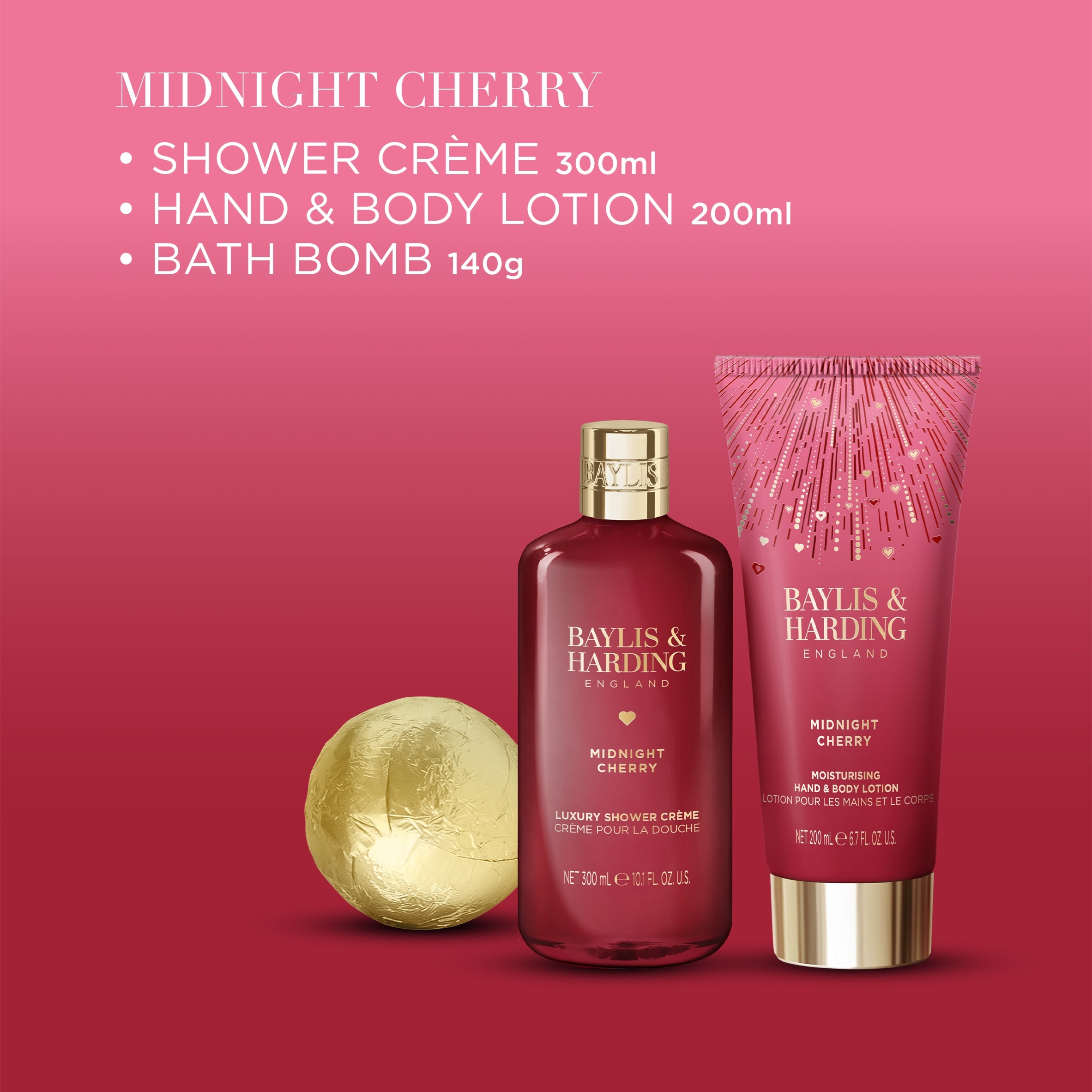 Baylis & Harding Midnight Cherry Luxury Heart Keepsake Box Gift Set thumbnail 3