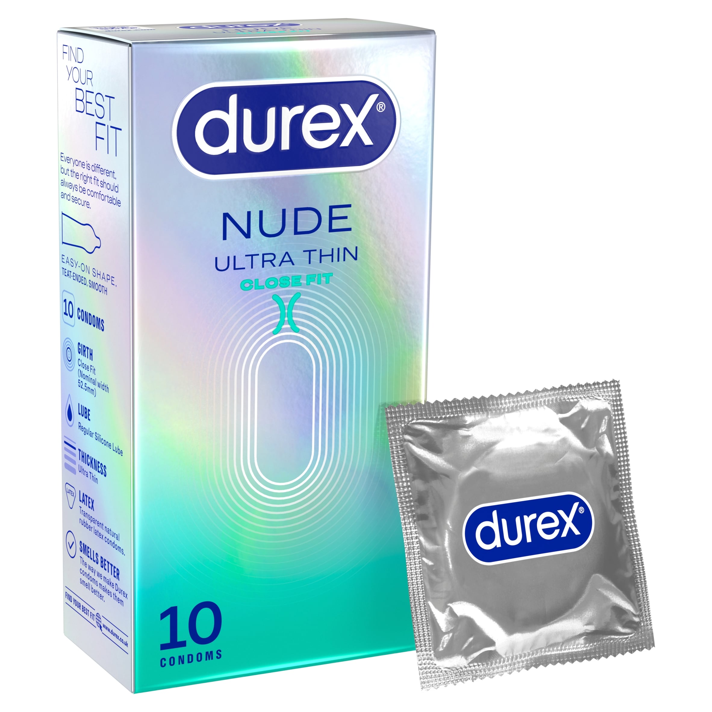 Durex Nude Ultra Thin Close Fit Condoms 10s