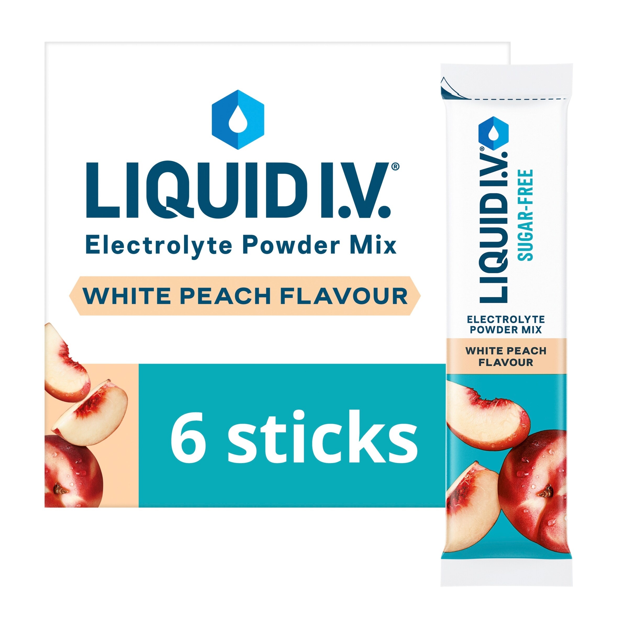 Liquid I.V. Sugar-Free White Peach Electrolyte Powder Mix, 6 Sachets