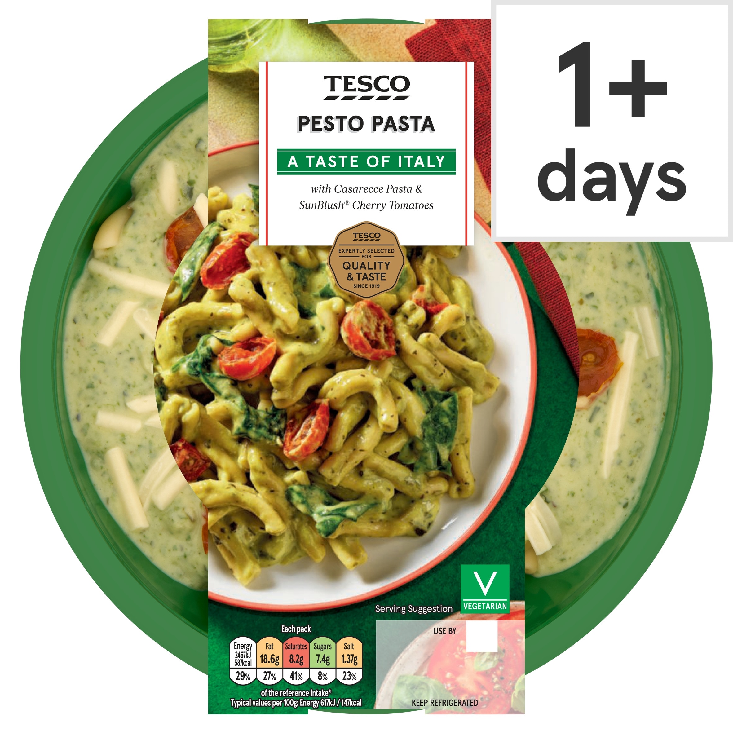 Tesco Pesto Pasta with Casarecce Pasta & SunBlush Cherry Tomatoes 400g