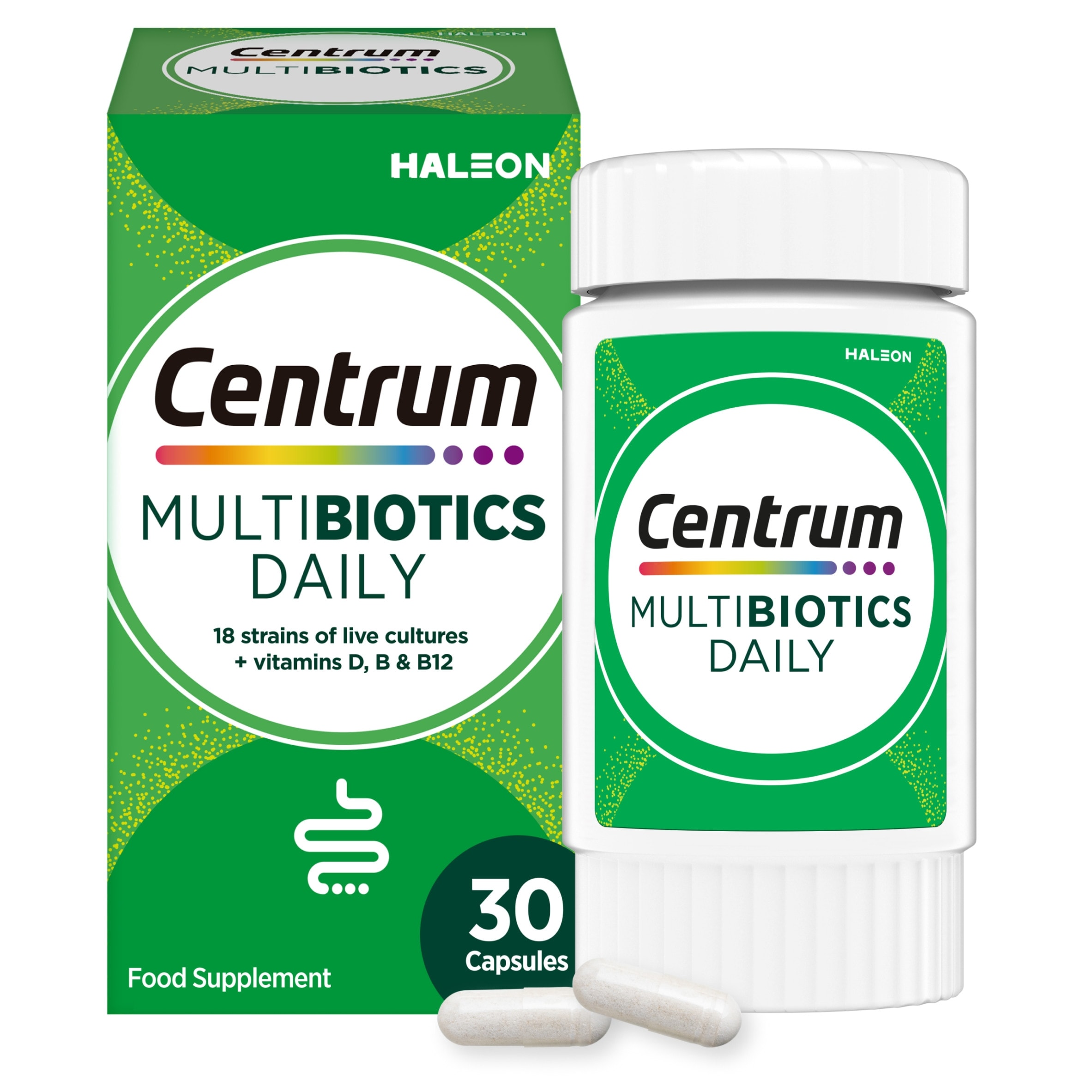 Centrum Multibiotics Daily Vitamin Food Supplement, 30 Capsules