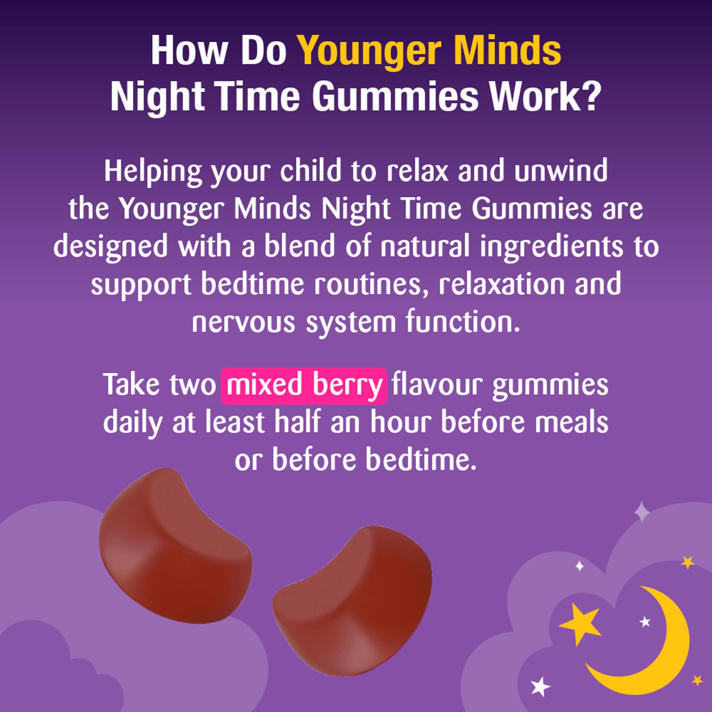 Haliborange Younger Minds Night Time Berry Flavour 30 Gummies thumbnail 4