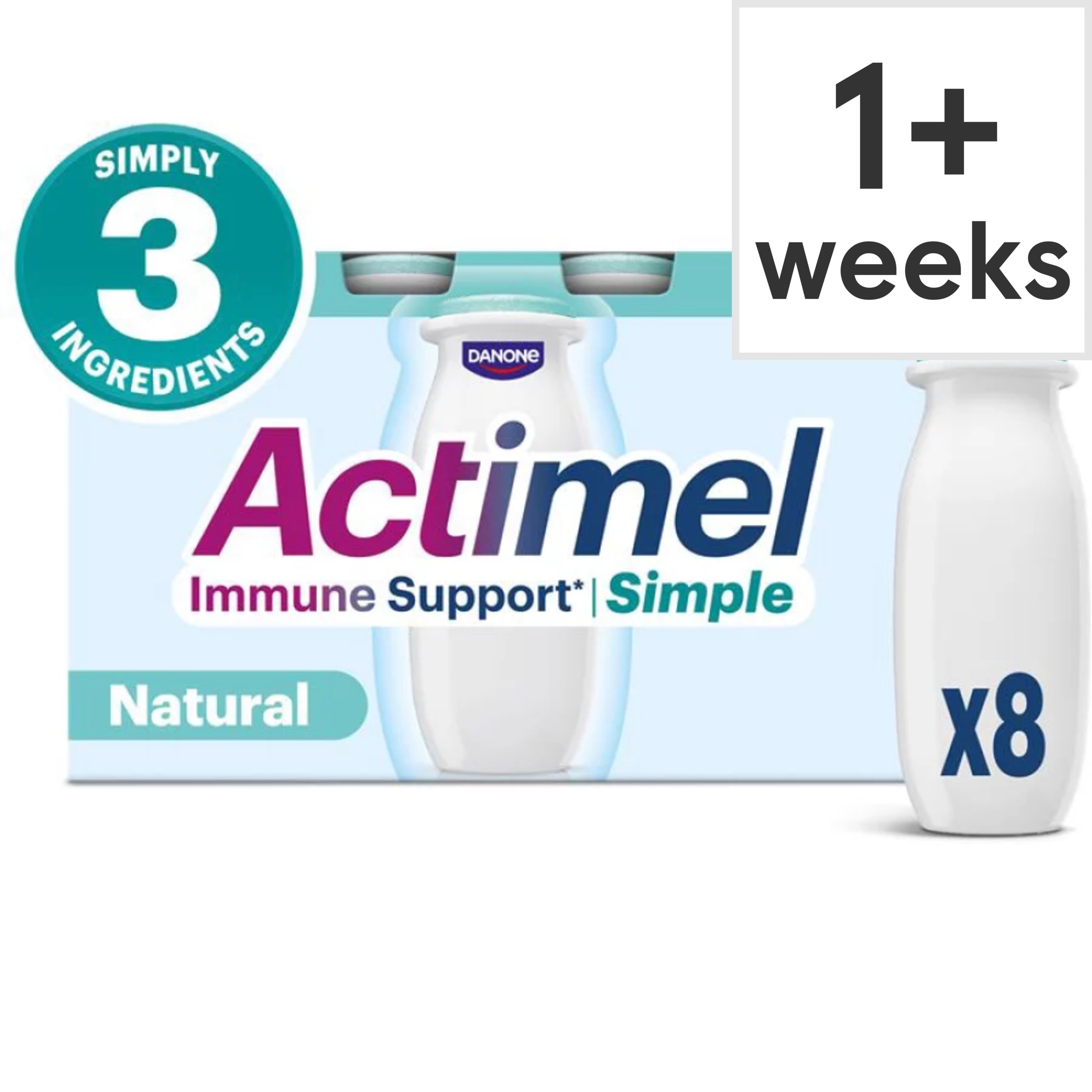 Actimel Immune Support Simple No Added Sugar Yoghurt Drink 8x100g
