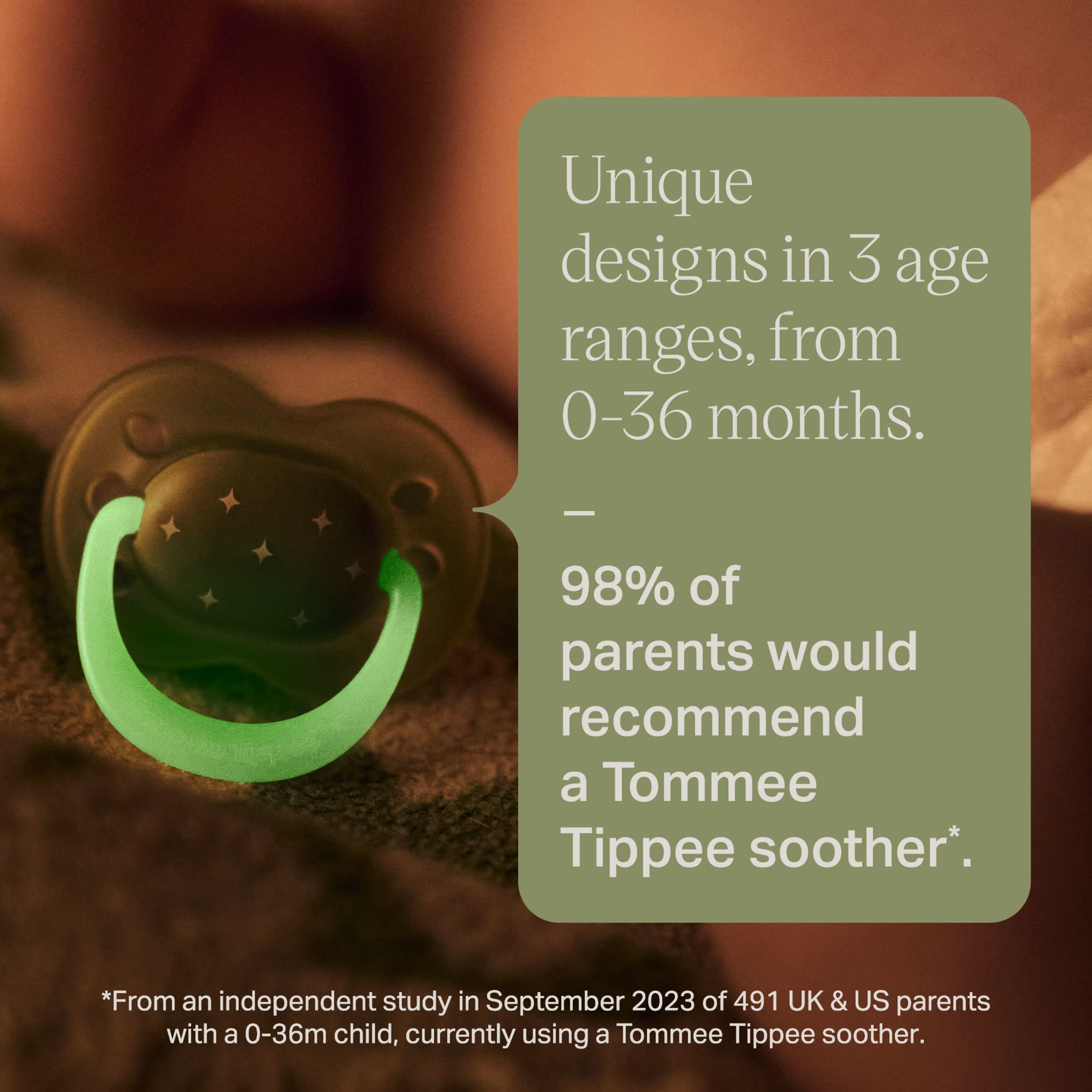 TOMMEE TIPPEE NIGHT GLOW ORTHODONTIC SILICONE 6-18M 2 SOOTHERS thumbnail 4