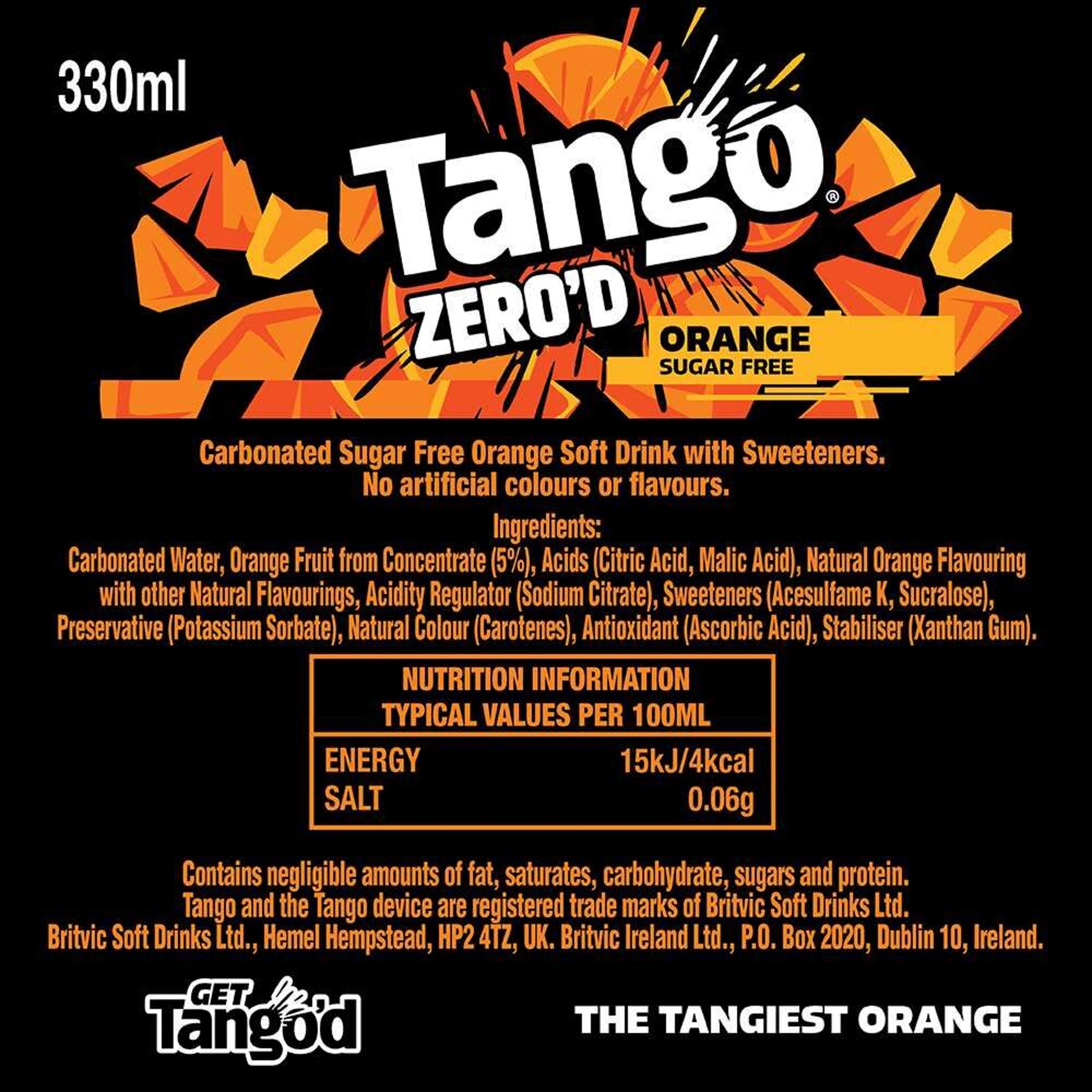 TANGO Zero'd Orange Sugar Free 8 x 330ml thumbnail 3