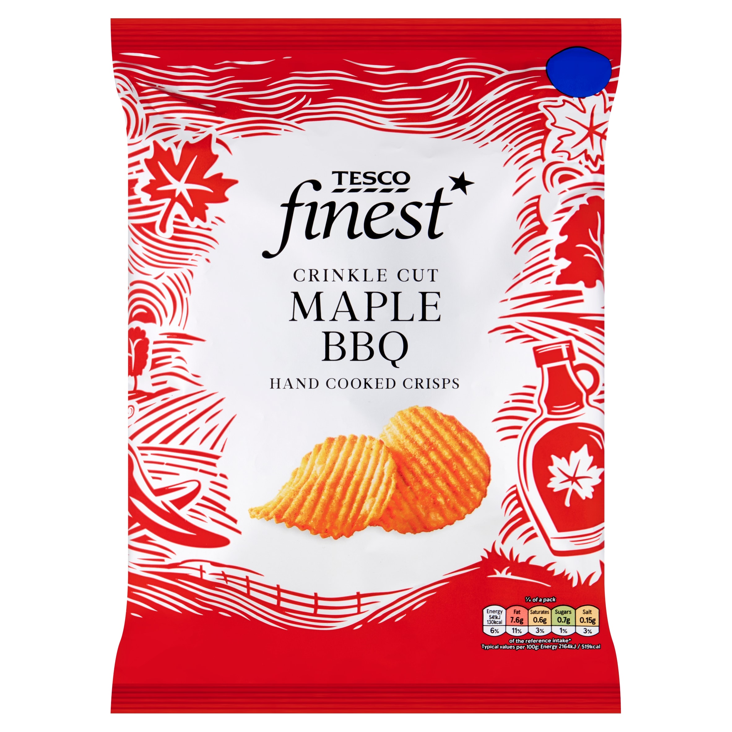 Tesco Finest Maple BBQ Crinkle Cut Handcooked Crisps 150g