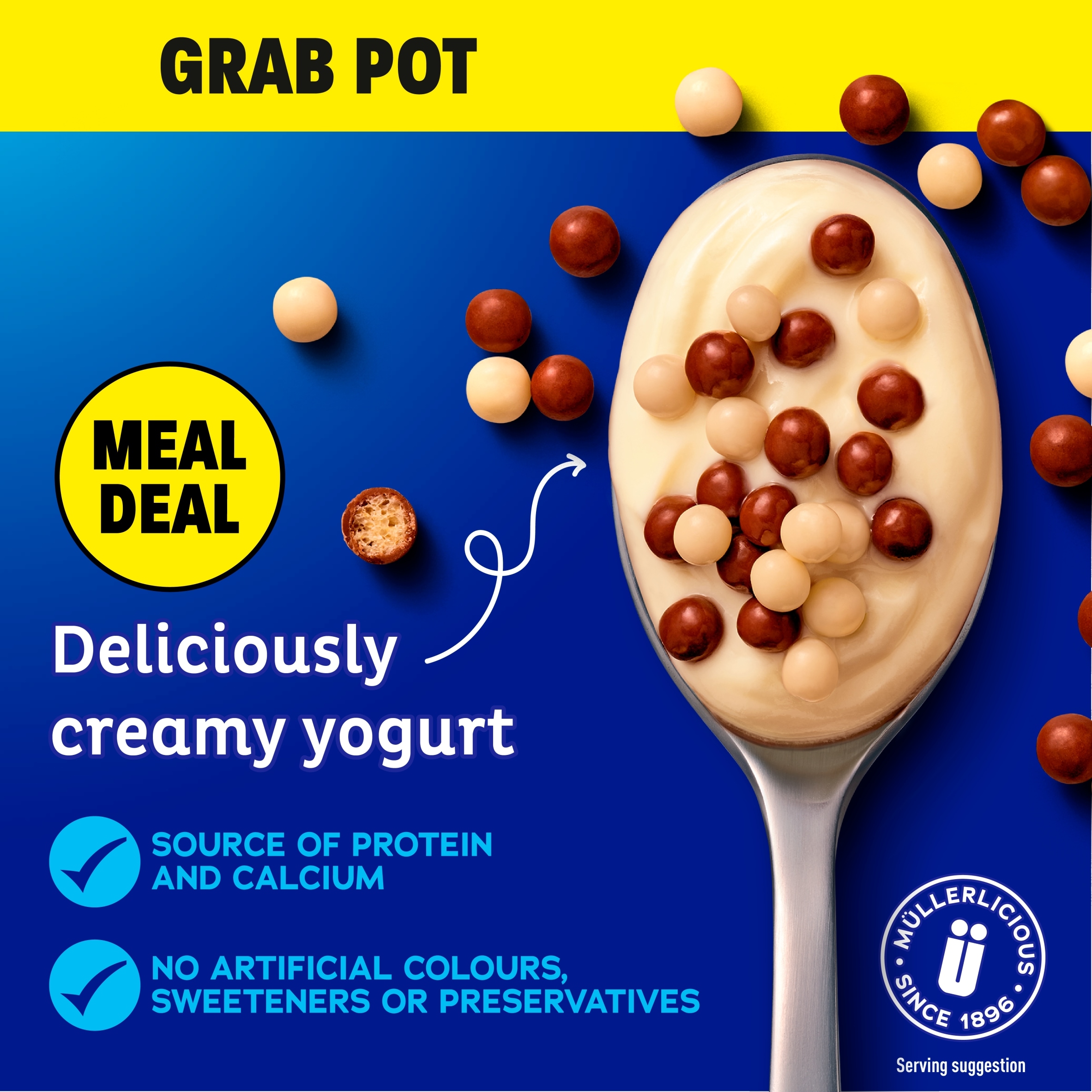 Muller Corner Vanilla Chocolate Balls Grab Pot Yogurt 143g thumbnail 2
