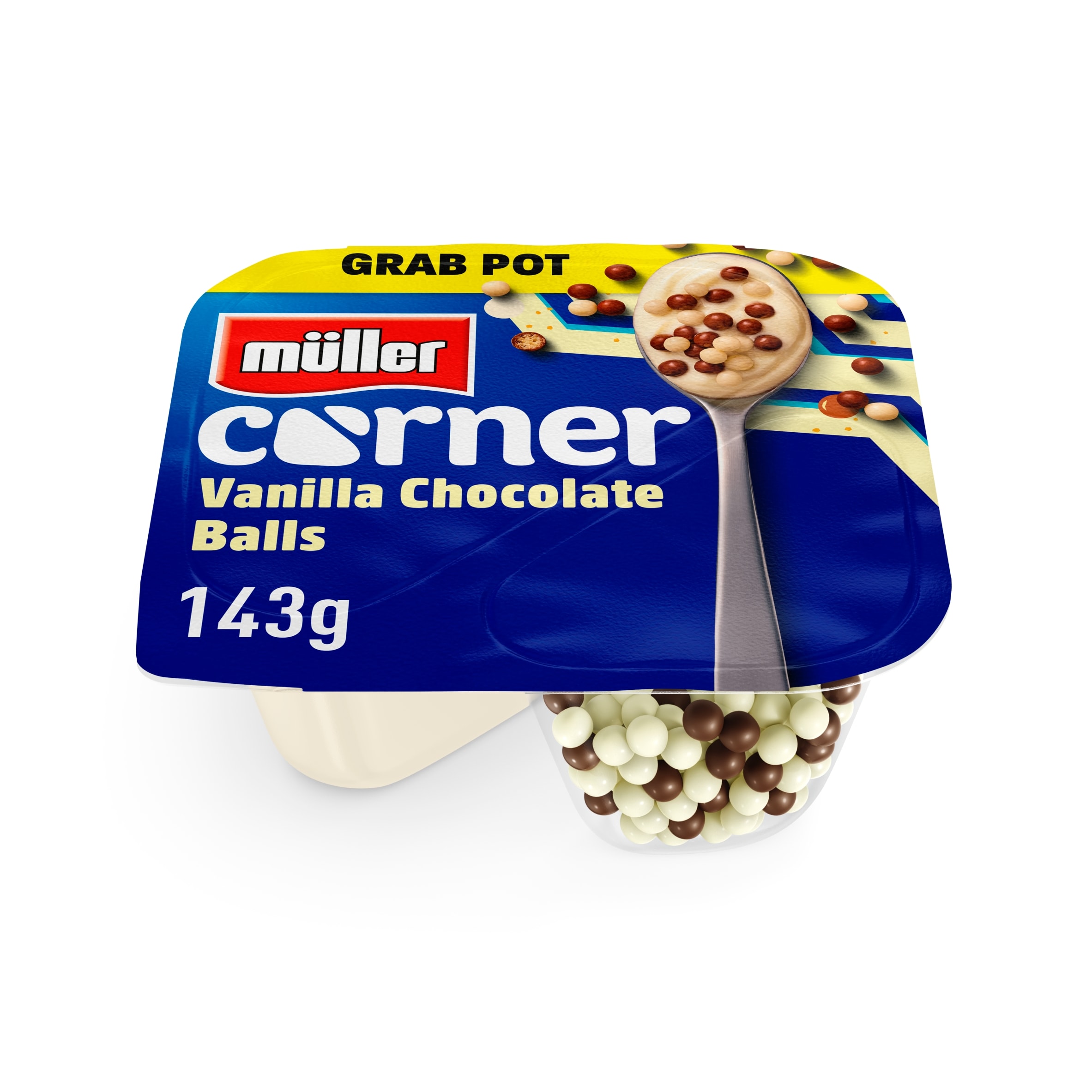 Muller Corner Vanilla Chocolate Balls Grab Pot Yogurt 143g thumbnail 3