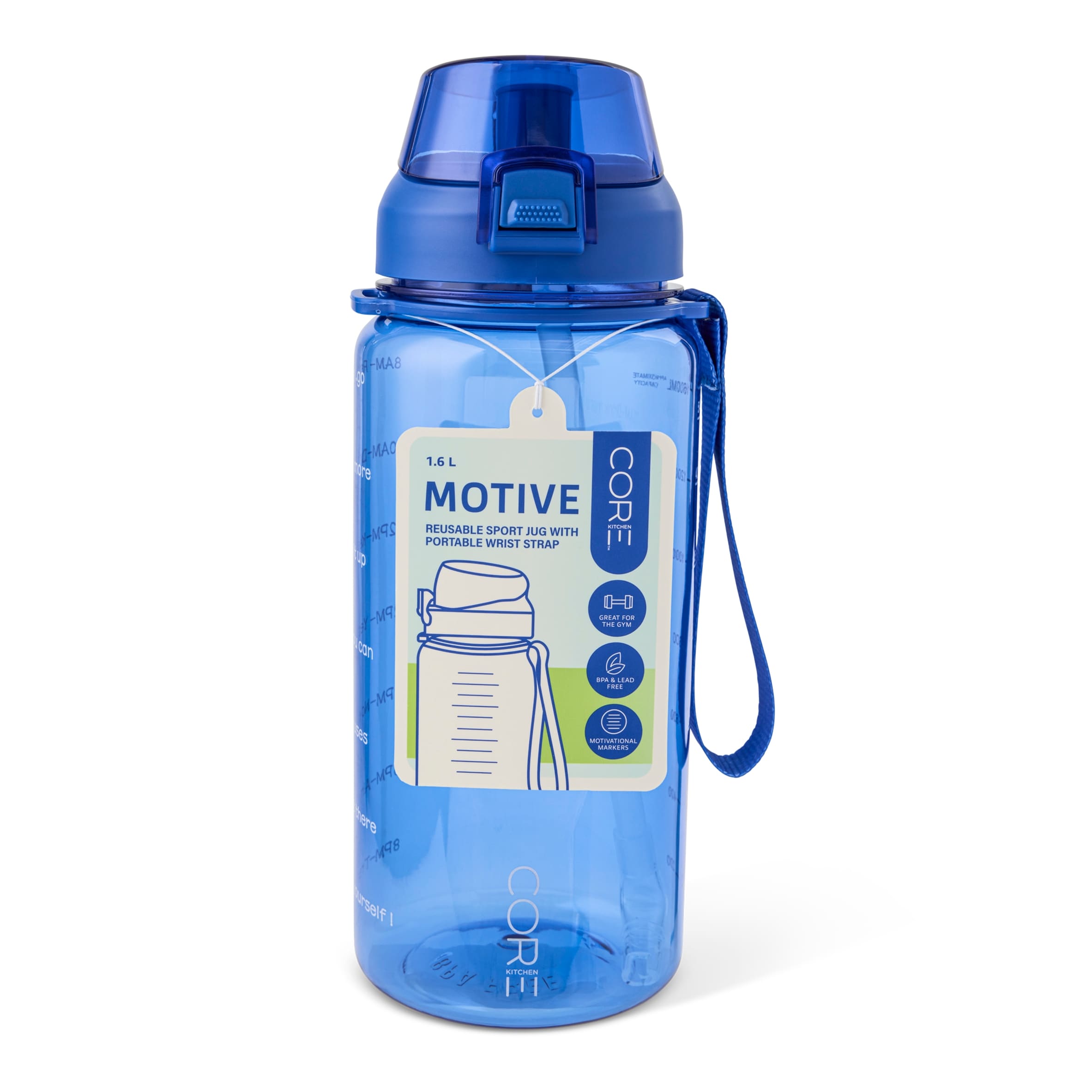 Core Kitchen Blue Motive Drinking Water Bottle 1.6L