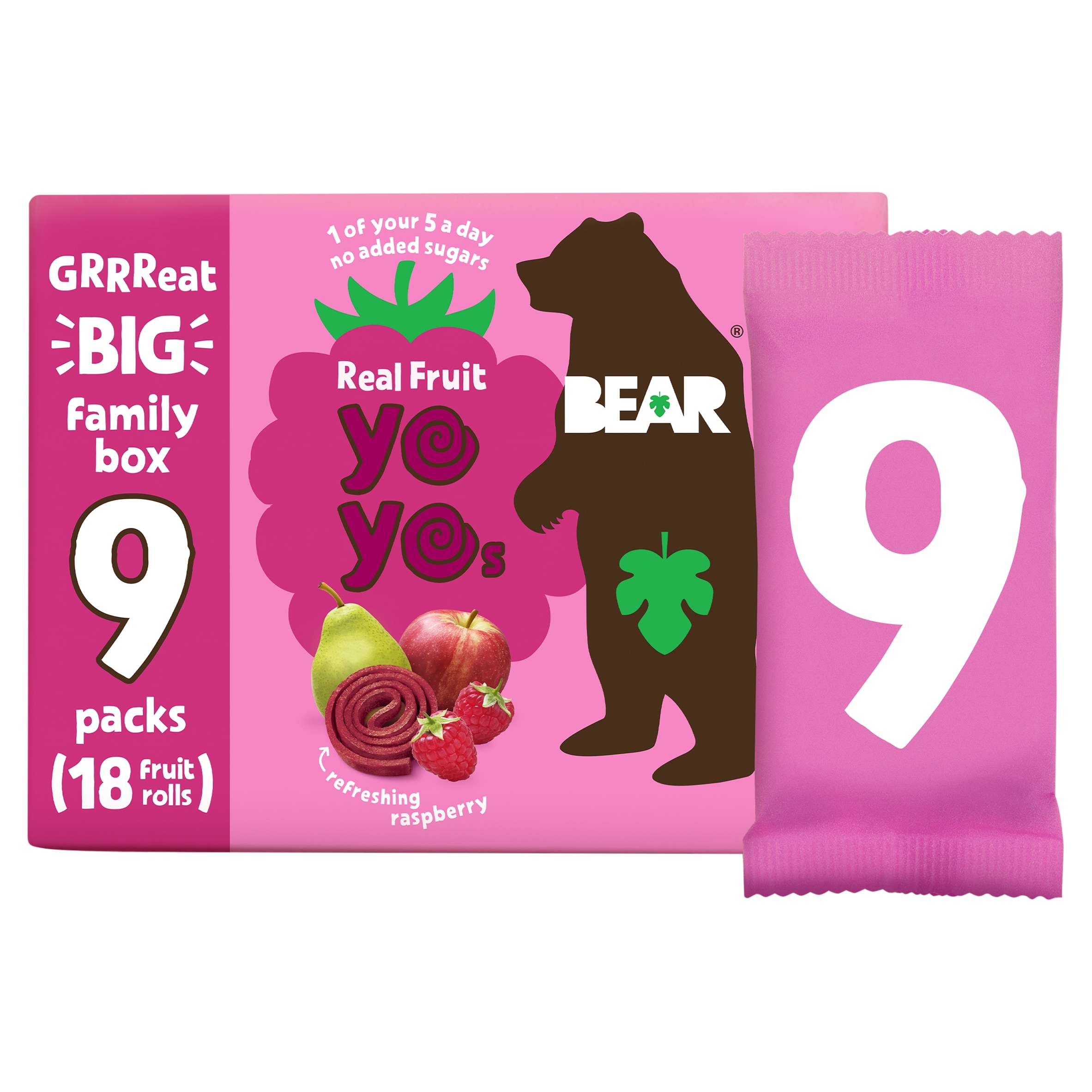 BEAR Fruit Yoyos Raspberry Family Pack 9 x 20g