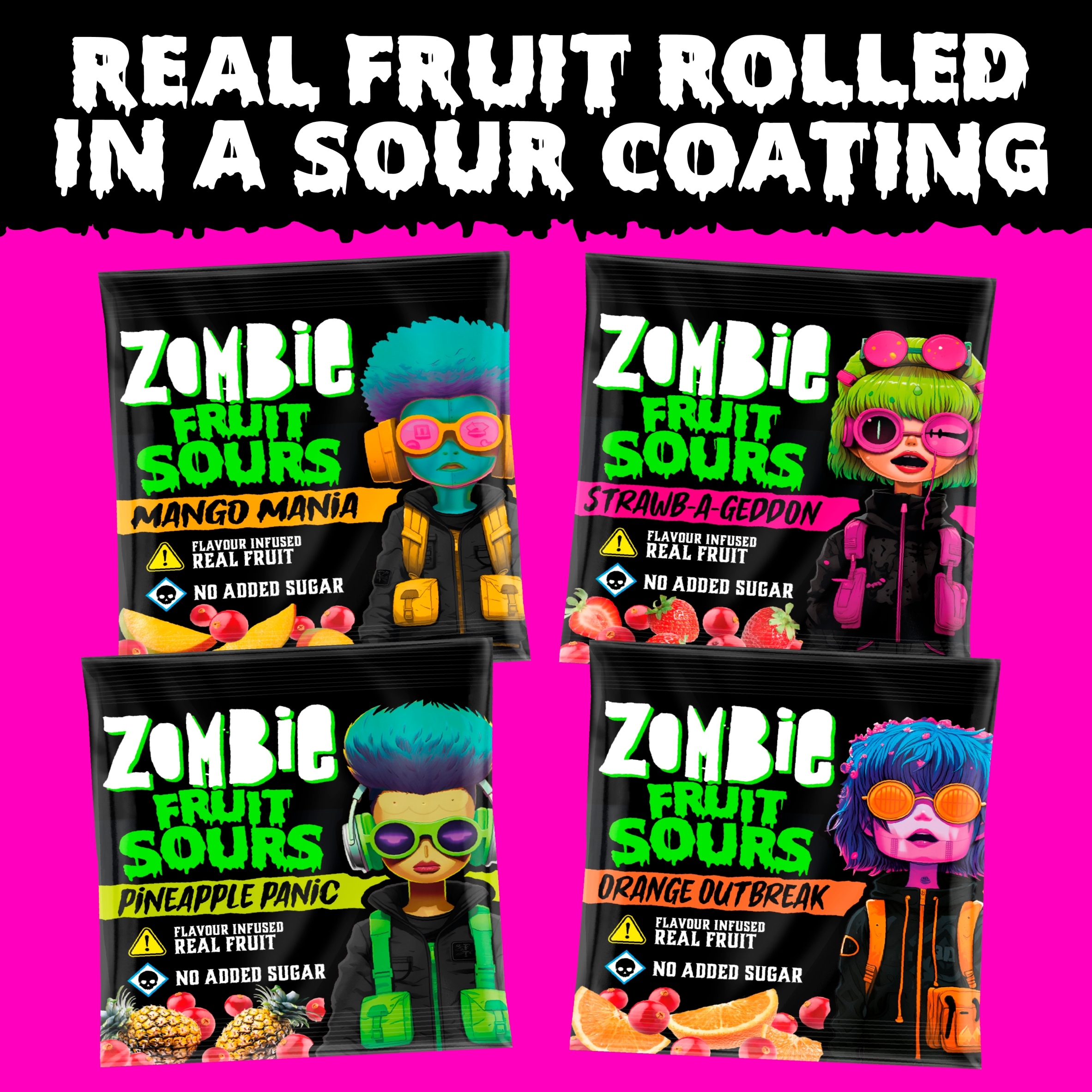 Zombie Sour Fruits Variety Multipack 4x20g thumbnail 2
