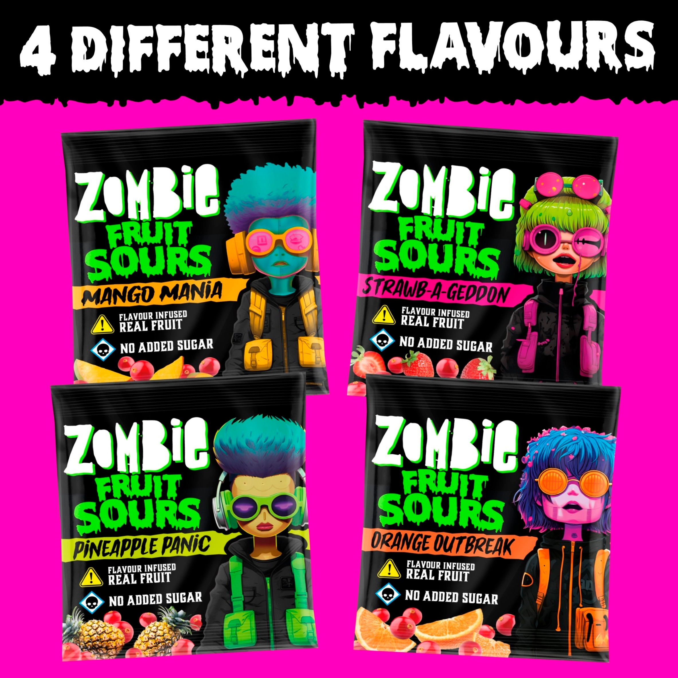 Zombie Sour Fruits Variety Multipack 4x20g thumbnail 4