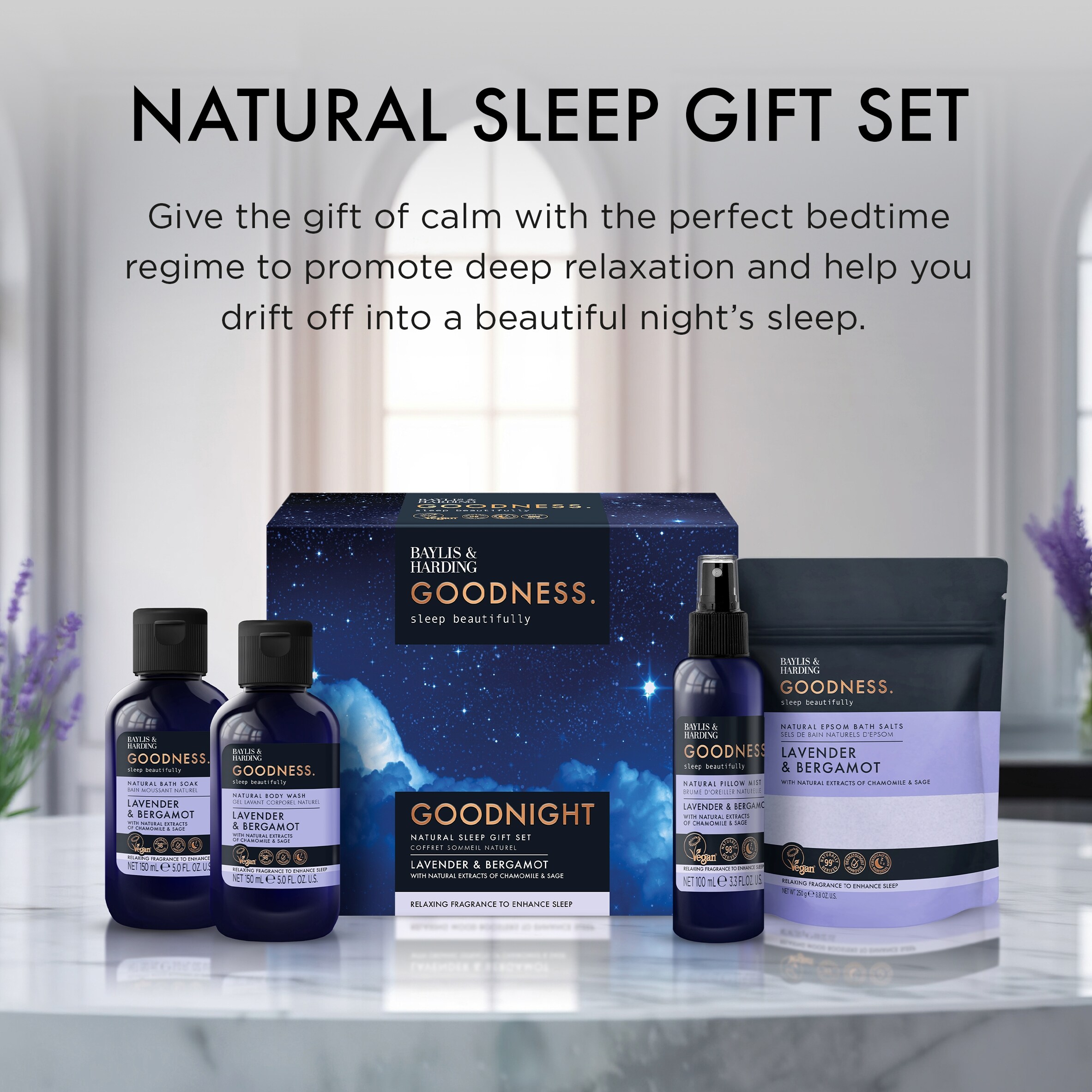 Baylis & Harding Goodness Sleep beautifully LAVENDER & BERGAMOT Goodnight Gift Set thumbnail 3