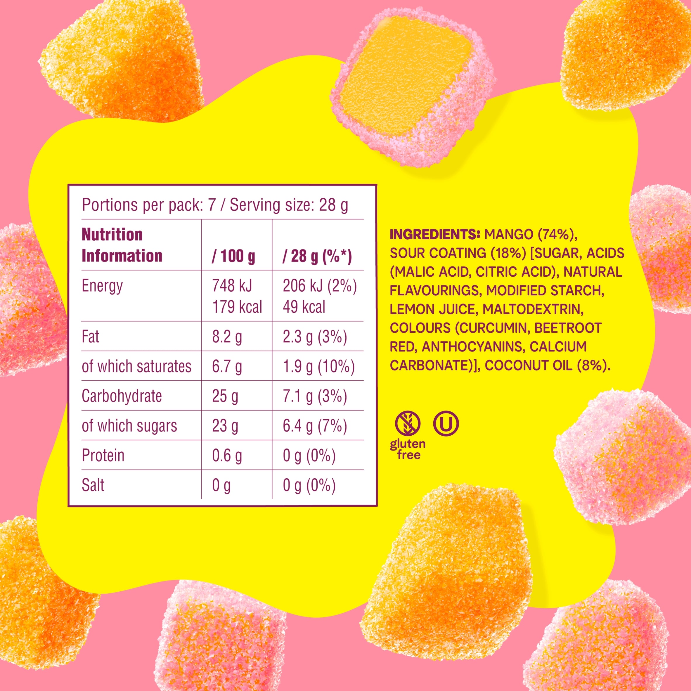 FRUIT RIOT SOUR MANGO MIX CANDY 200G thumbnail 3