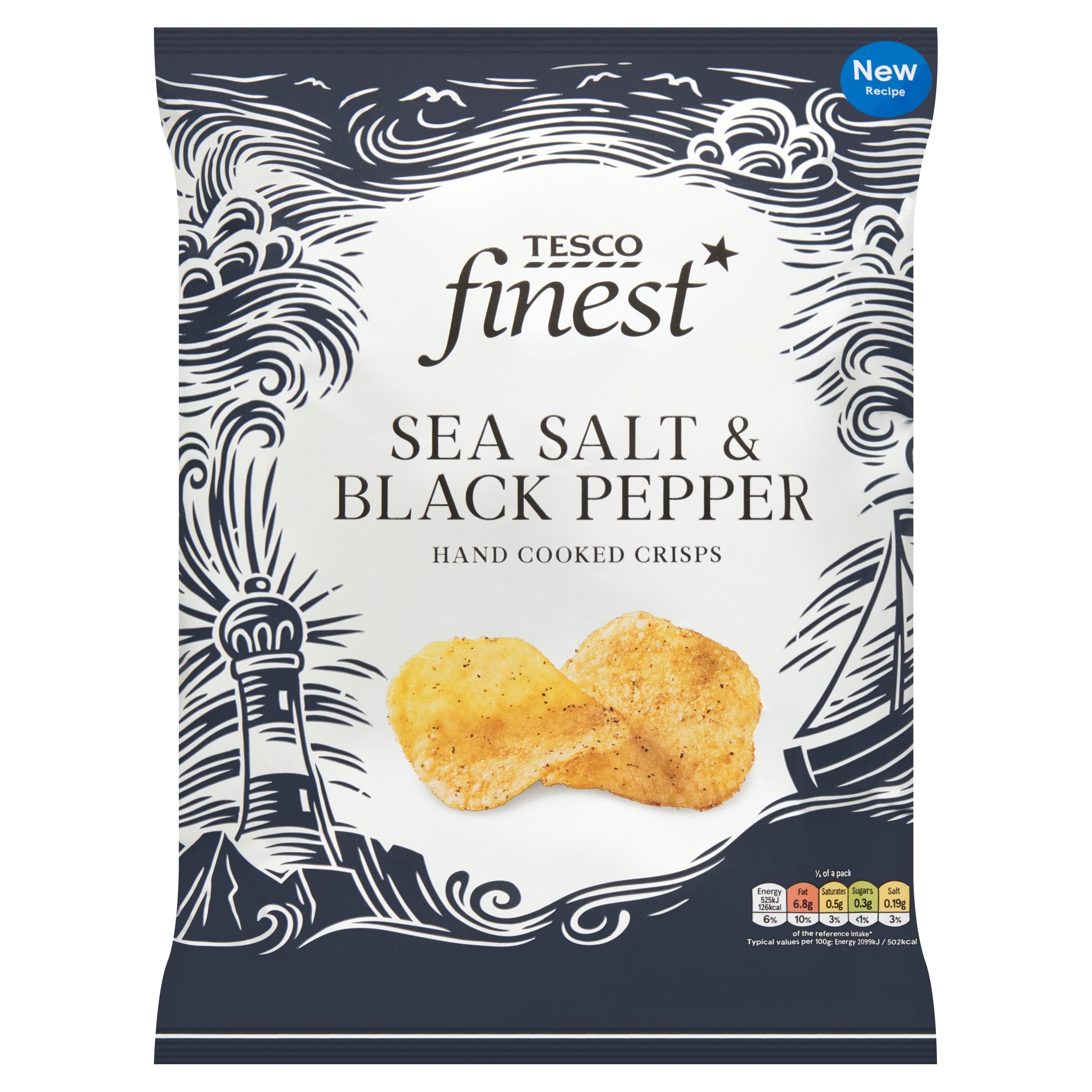 Tesco Finest Sea Salt & Black Pepper Handcooked Crisps 150g
