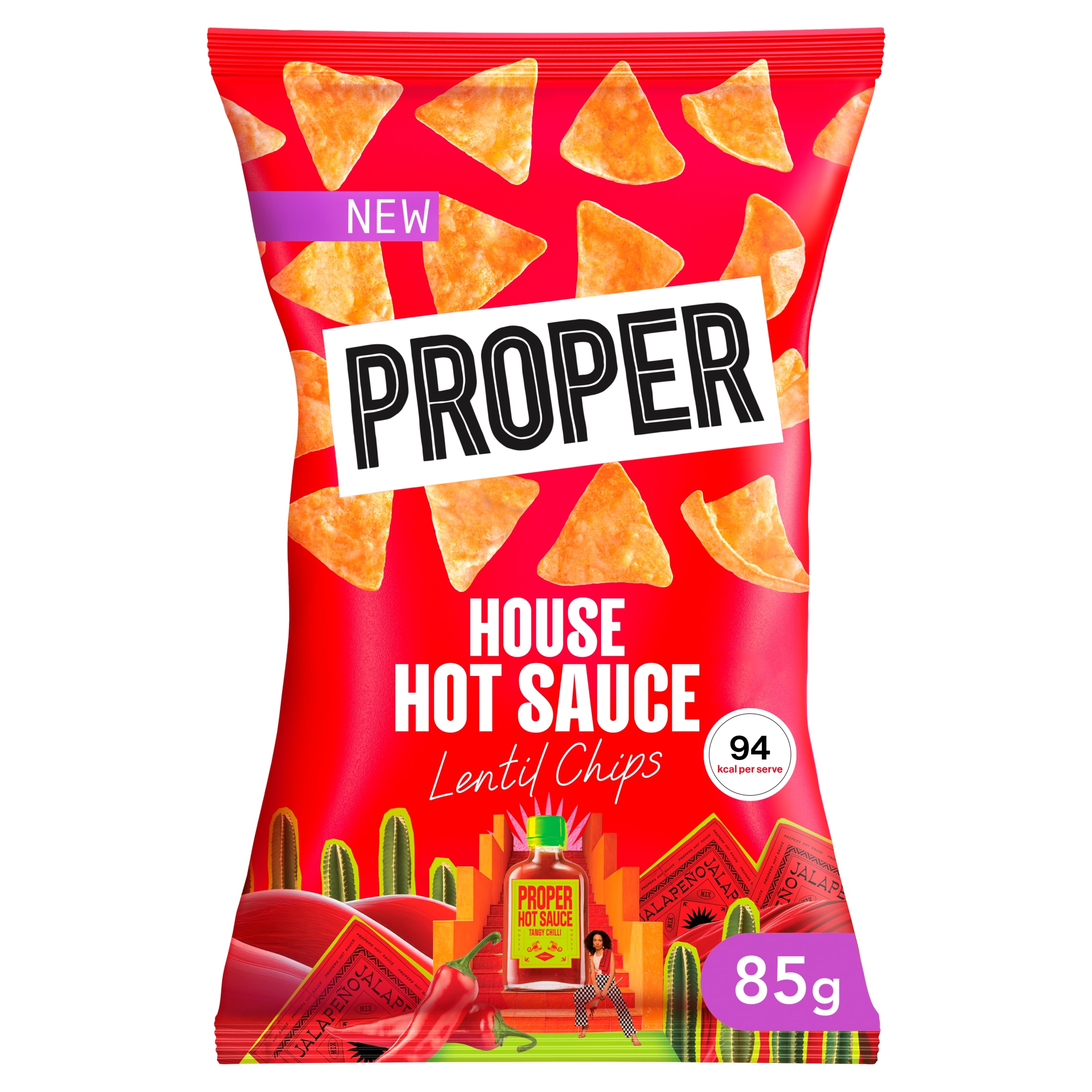 PROPER House Hot Sauce Lentil Chips 85g
