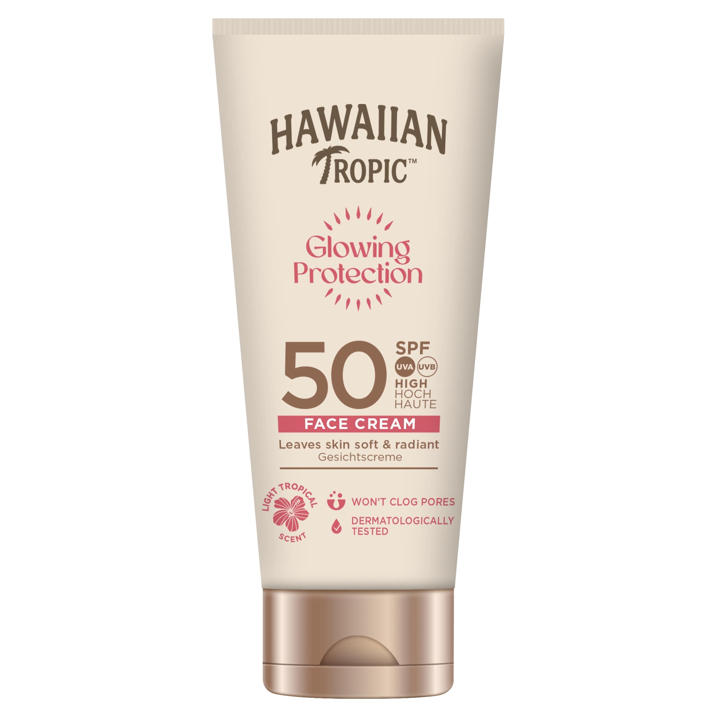 Hawaiian Tropic Glowing Protection Face Sun Cream Lotion SPF 50
