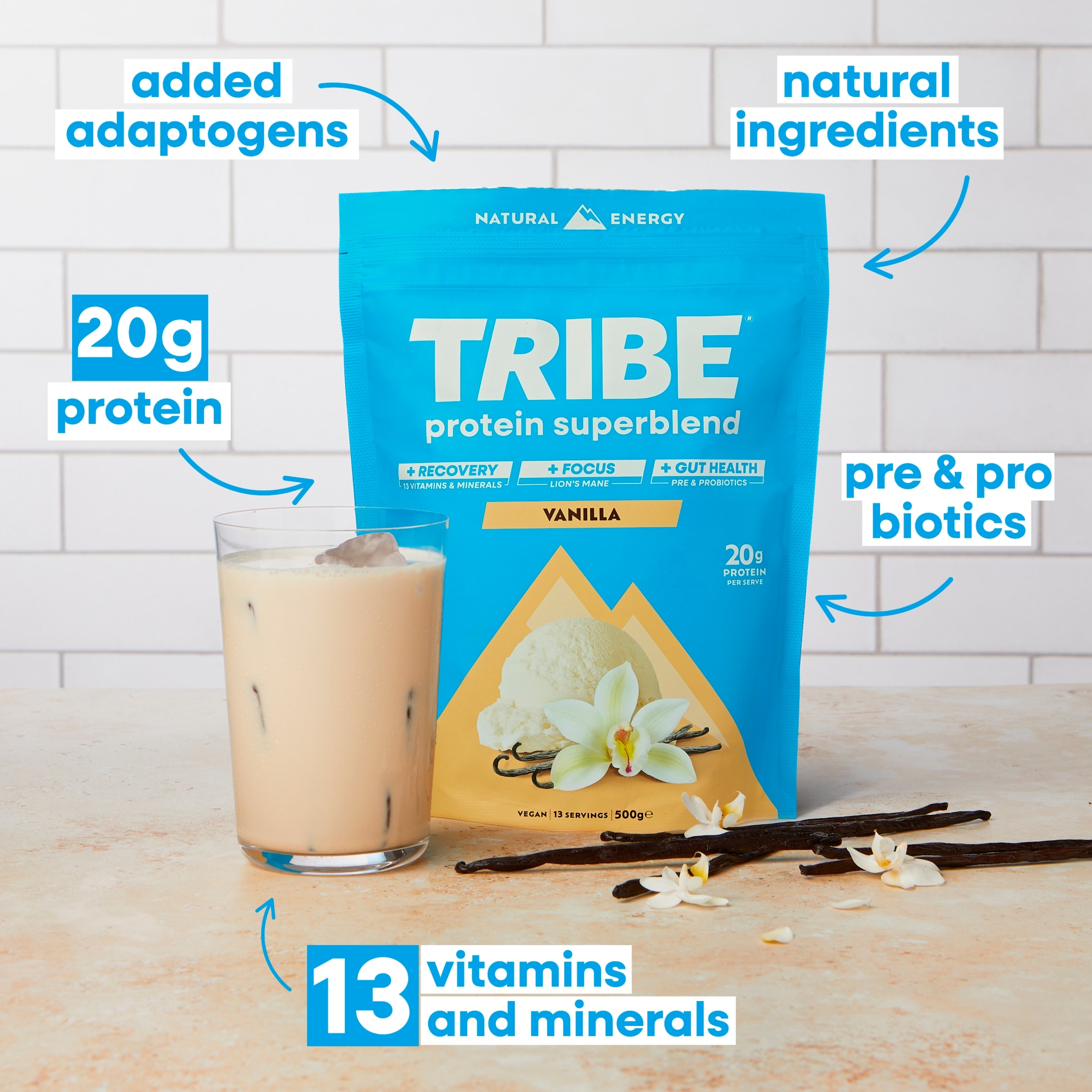 TRIBE Protein Superblend Vanilla 500g thumbnail 3