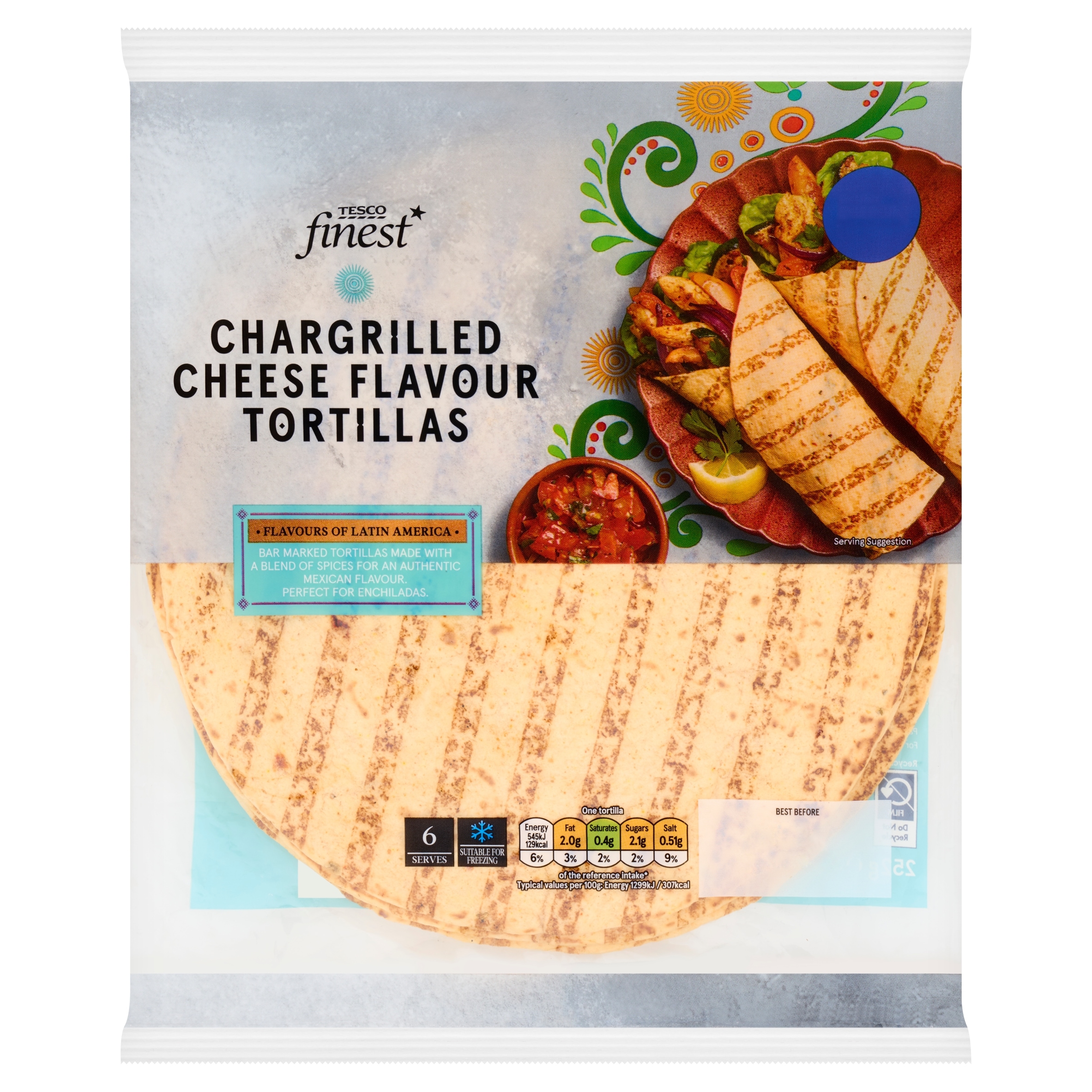 Tesco Finest Chargrilled Mexican Inspired Cheese Flavoured Tortillas 252g