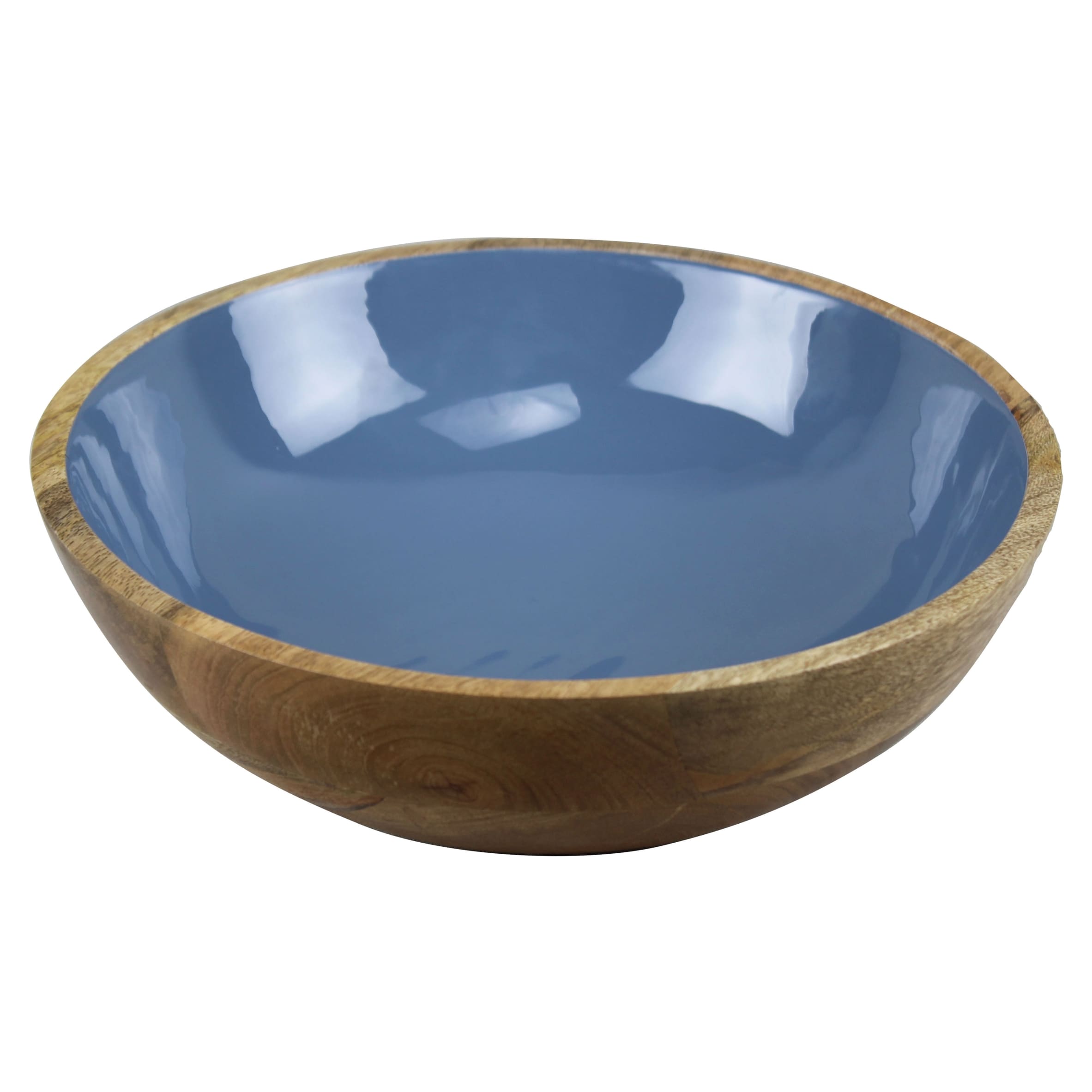 F&F Home Blue Wooden Salad Bowl